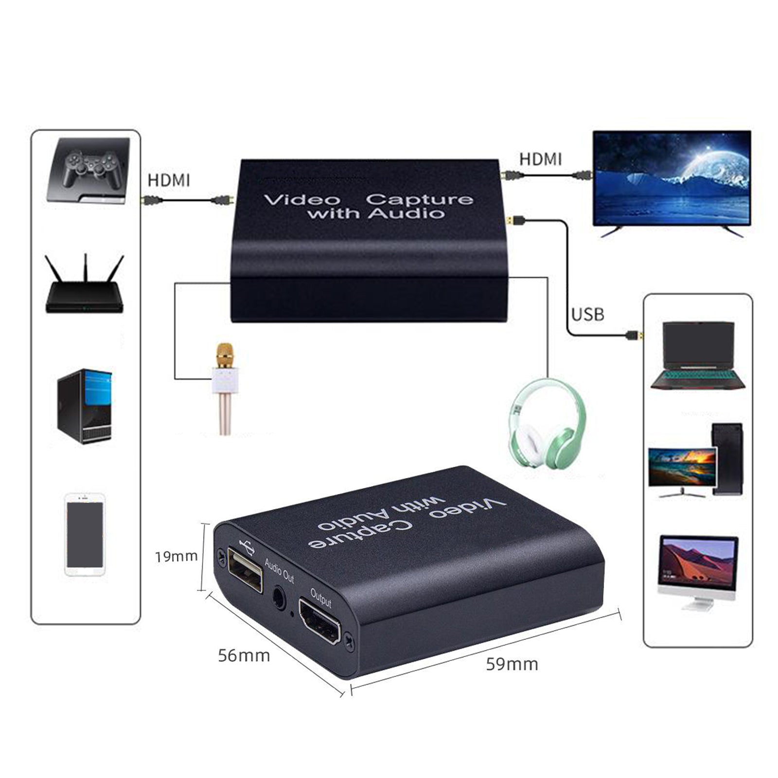 Portable HDMI Audio Video Capture Card for High Definition Acquisition