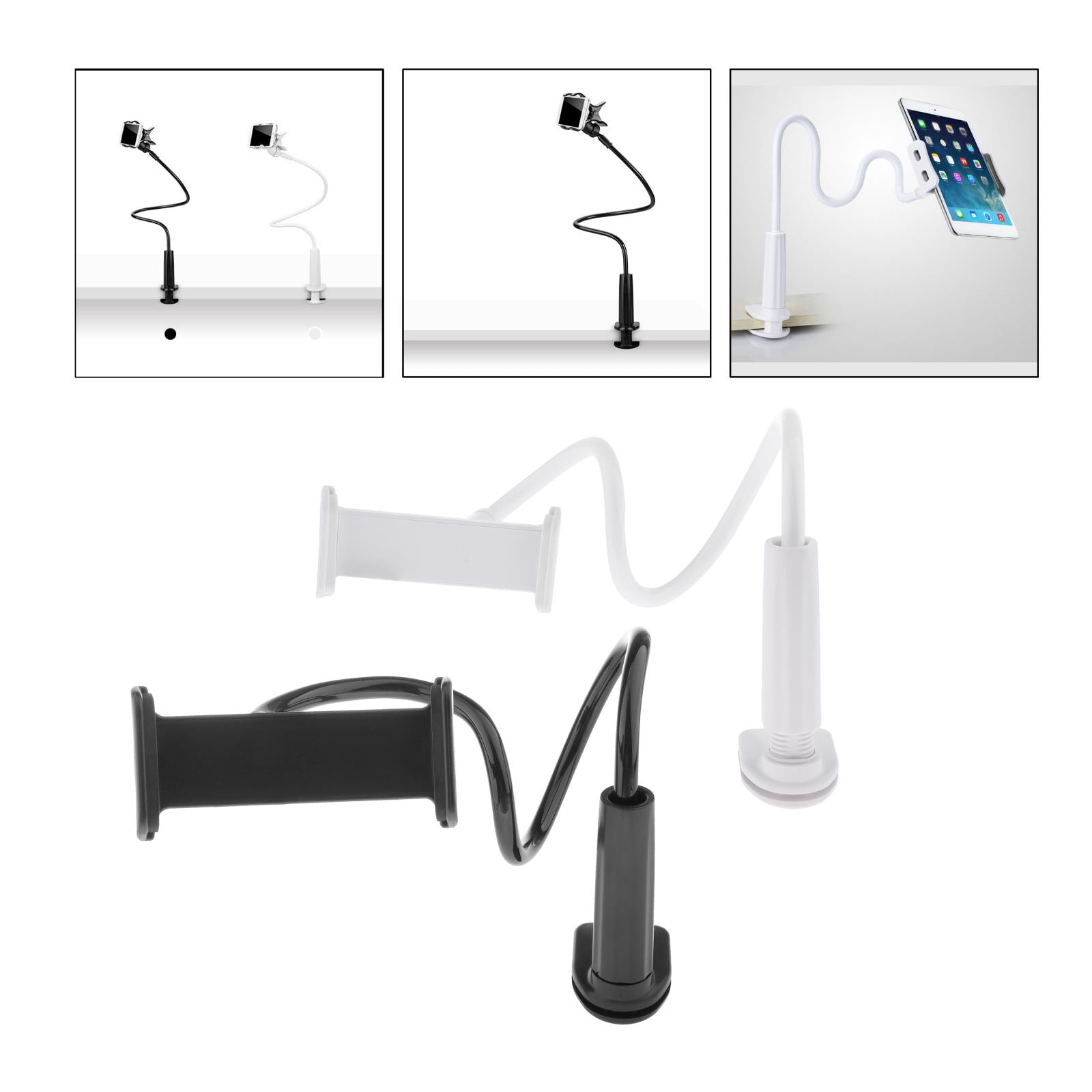 Lazy Mobile Phone Gooseneck Stand Holder Clamp Bed Desktop Clip White