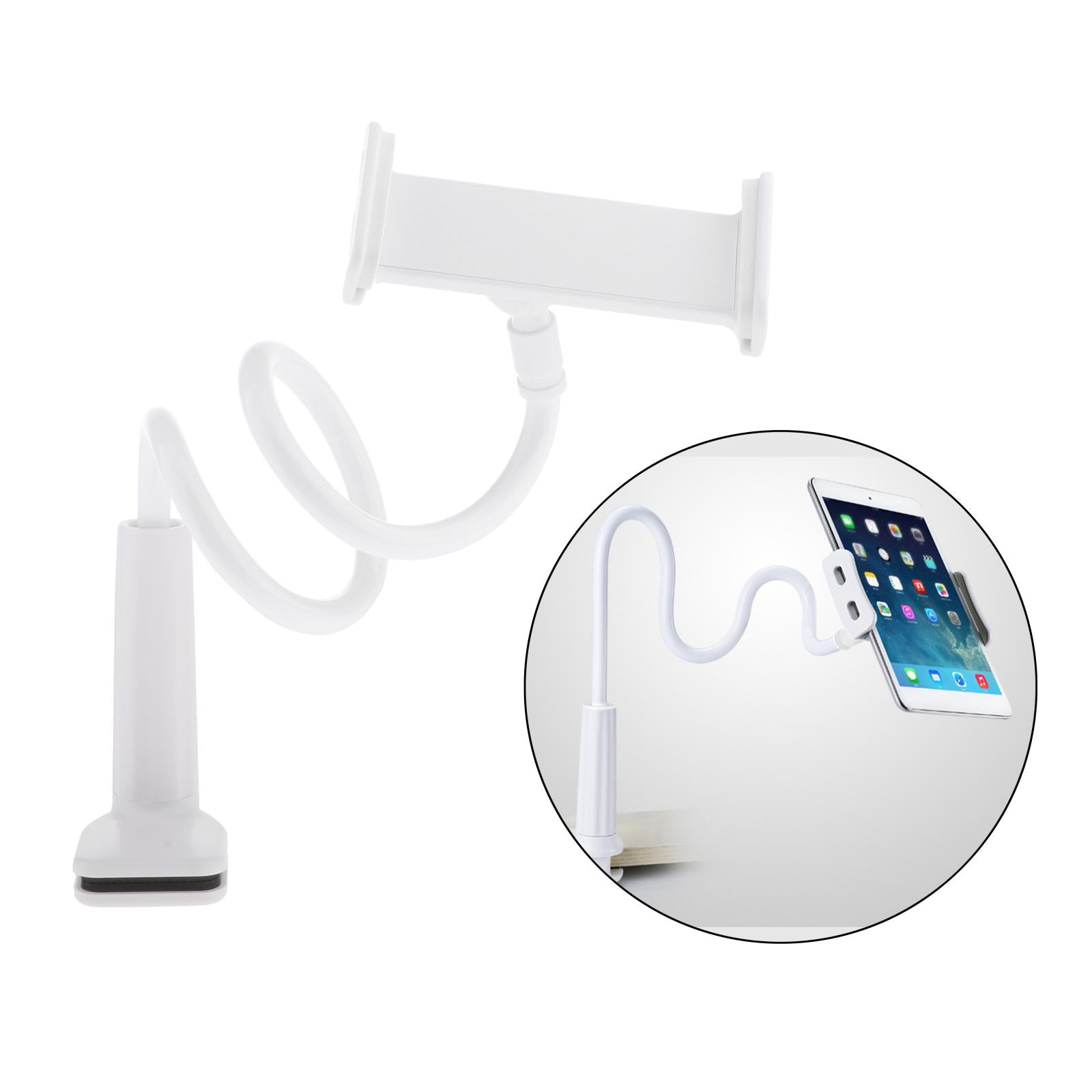 Lazy Mobile Phone Gooseneck Stand Holder Clamp Bed Desktop Clip White