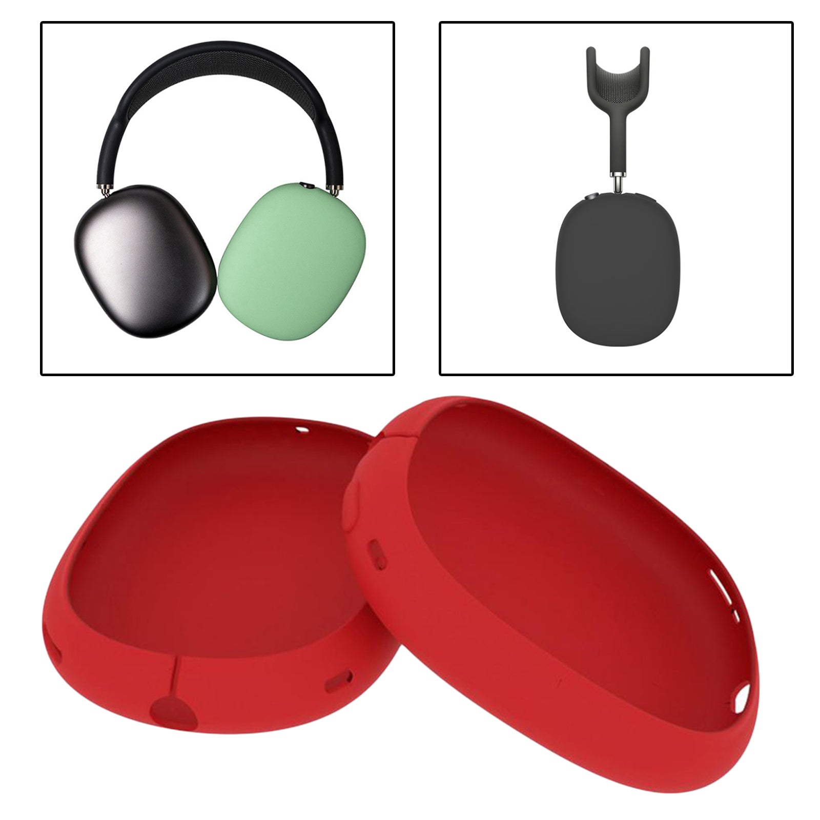 Earpads Silicone Cover Case Shockproof For Airpods Max Headphones Red