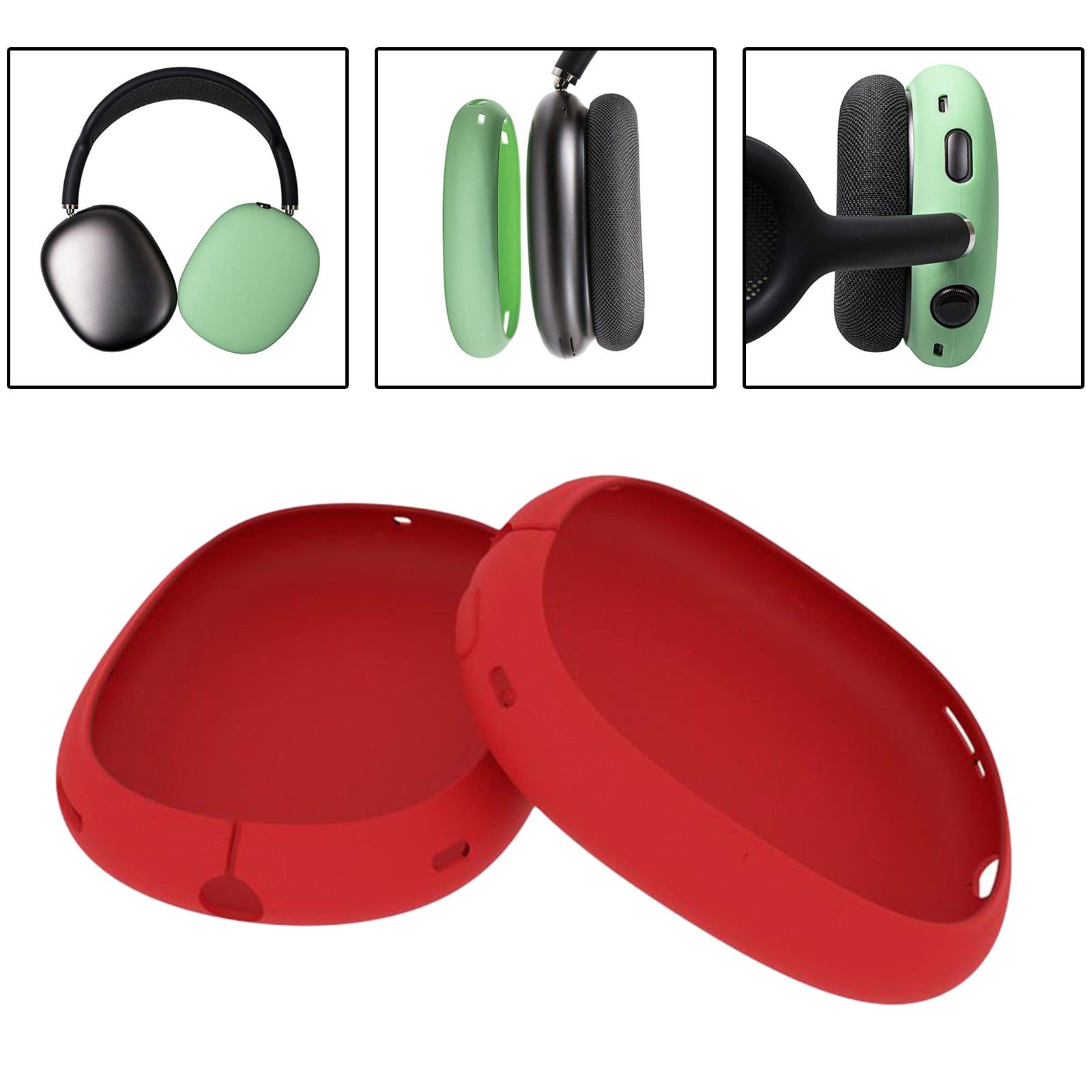 Earpads Silicone Cover Case Shockproof For Airpods Max Headphones Red