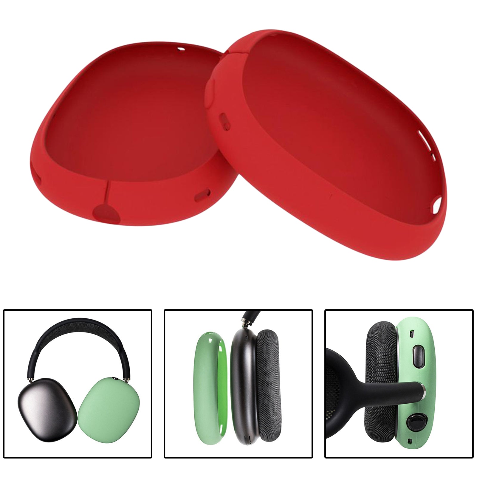 Earpads Silicone Cover Case Shockproof For Airpods Max Headphones Red