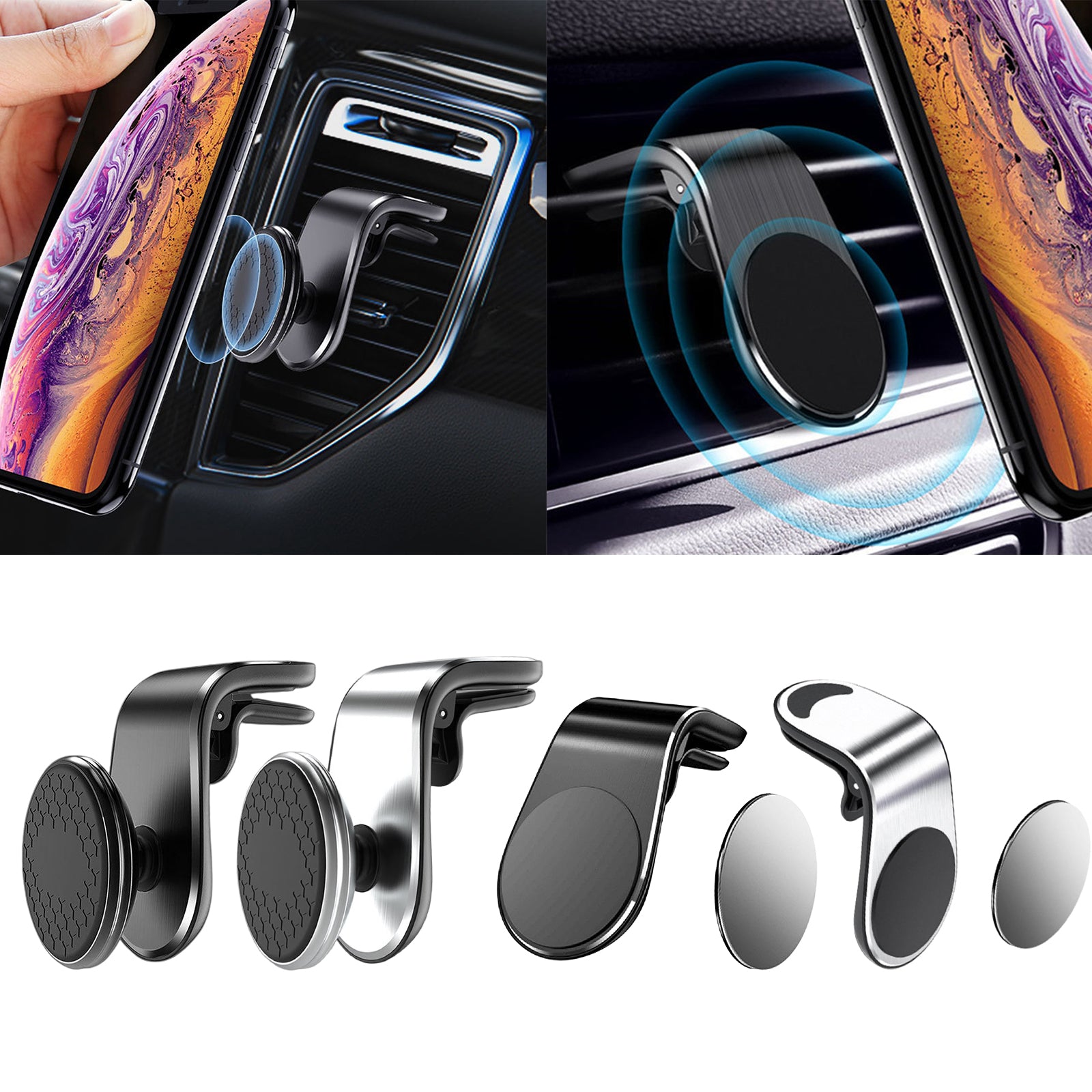 Car Magnetic Suction Bracket 3M Sticker Stable clip for Most Smartphones Black