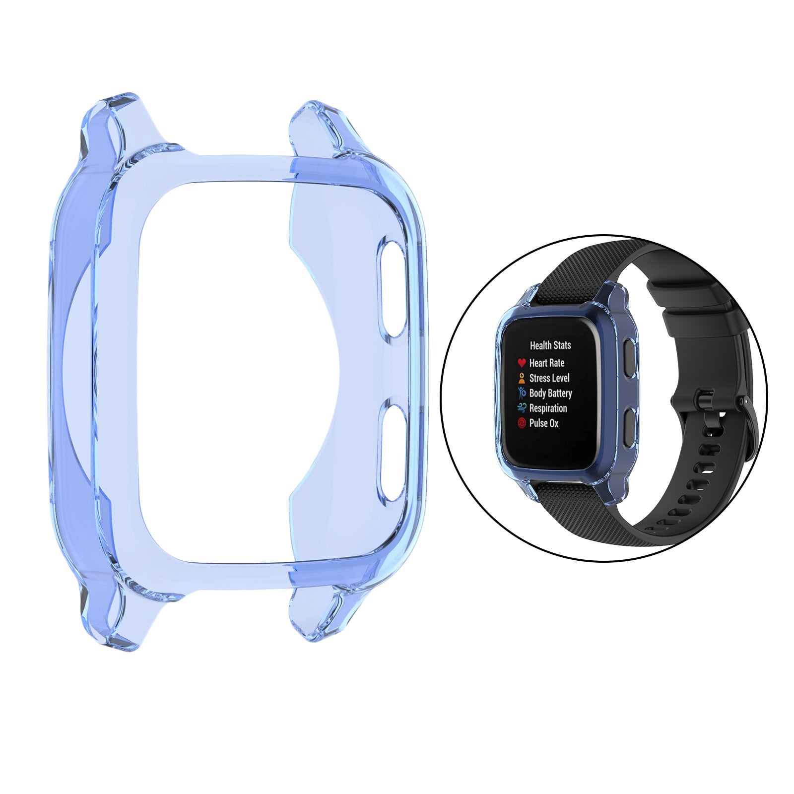 Case Cover Shell Frame Bumper Protector Accessories for Garmin Venu SQ Blue