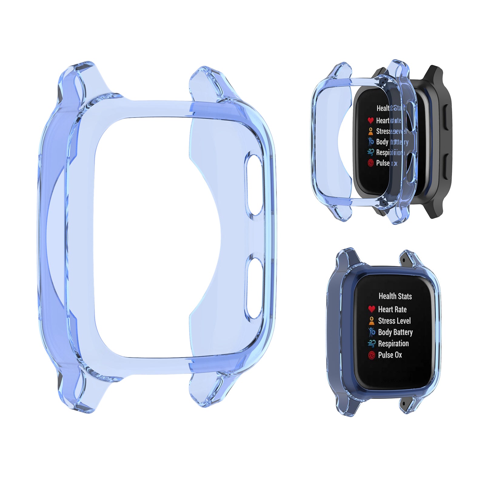 Case Cover Shell Frame Bumper Protector Accessories for Garmin Venu SQ Blue