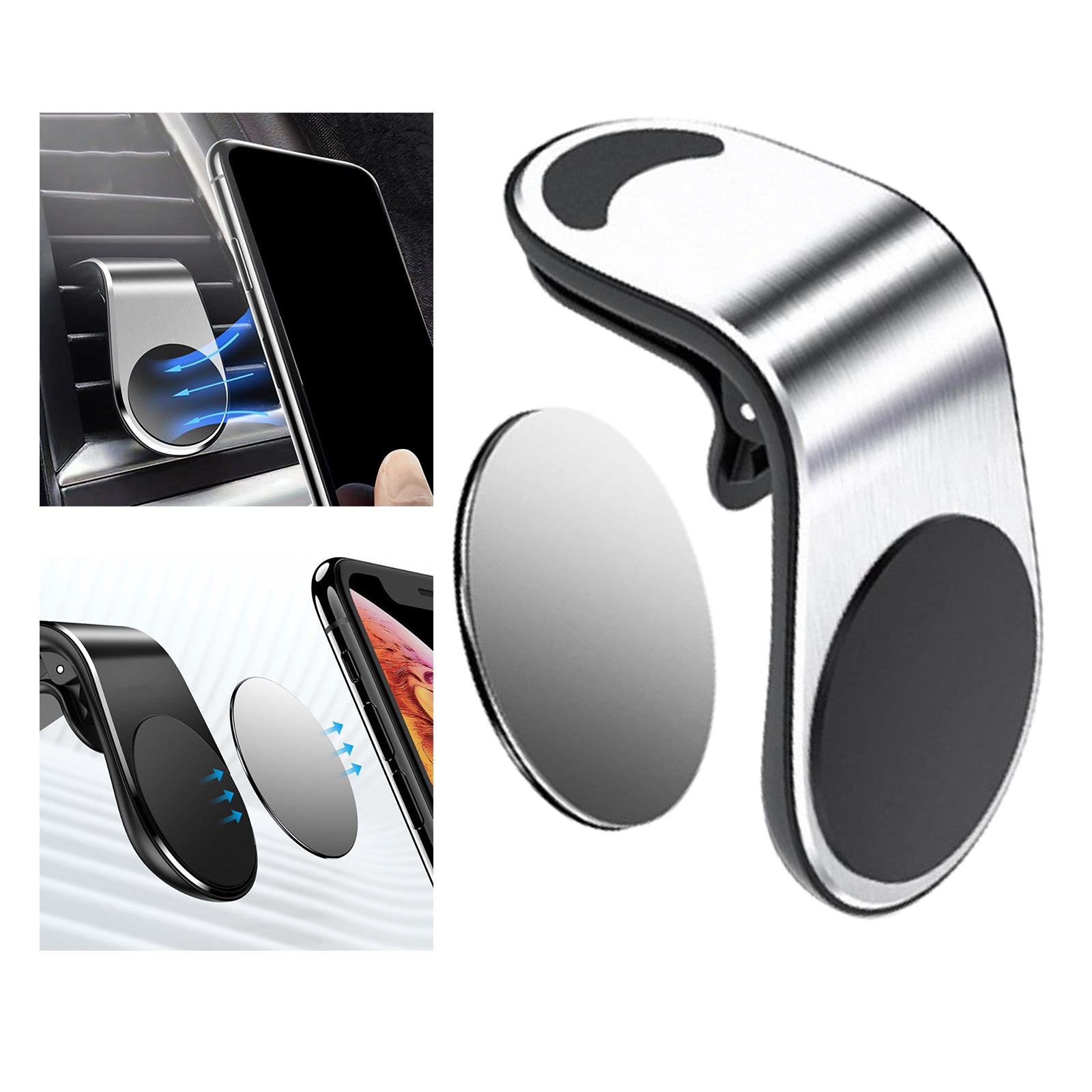 Car Magnetic Suction Bracket 3M Sticker Stable clip for Most Smartphones Silver