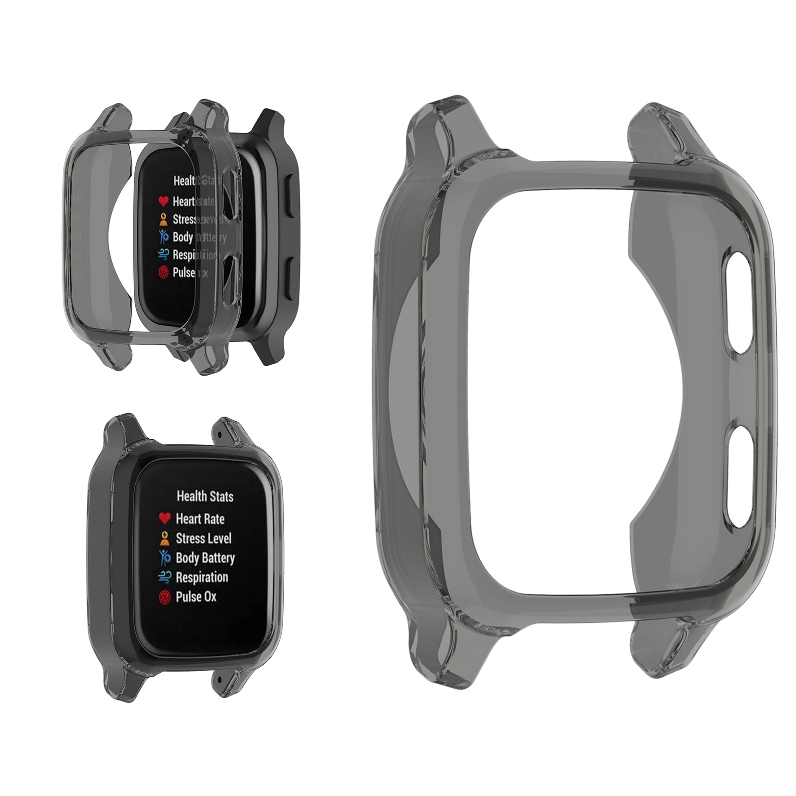 Case Cover Shell Frame Bumper Protector Accessories for Garmin Venu SQ Black