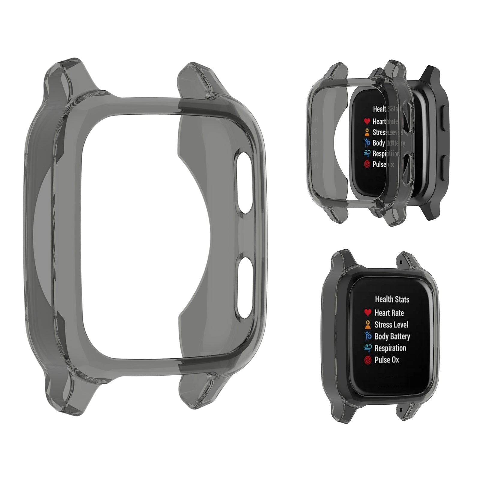 Case Cover Shell Frame Bumper Protector Accessories for Garmin Venu SQ Black