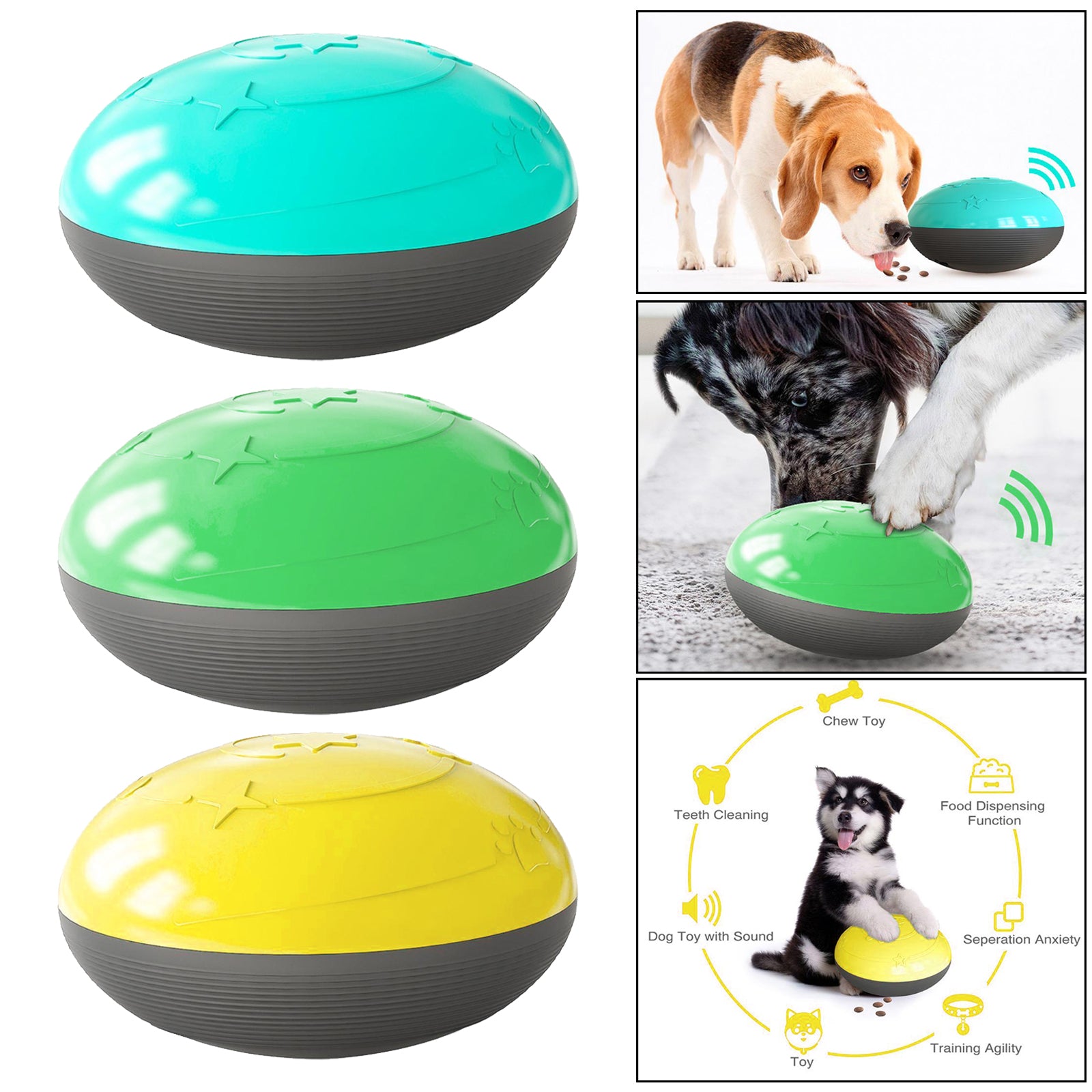 Dog Play Ball Treat Dispenser Pet Cat Interactive Toy Food Dispenser Blue