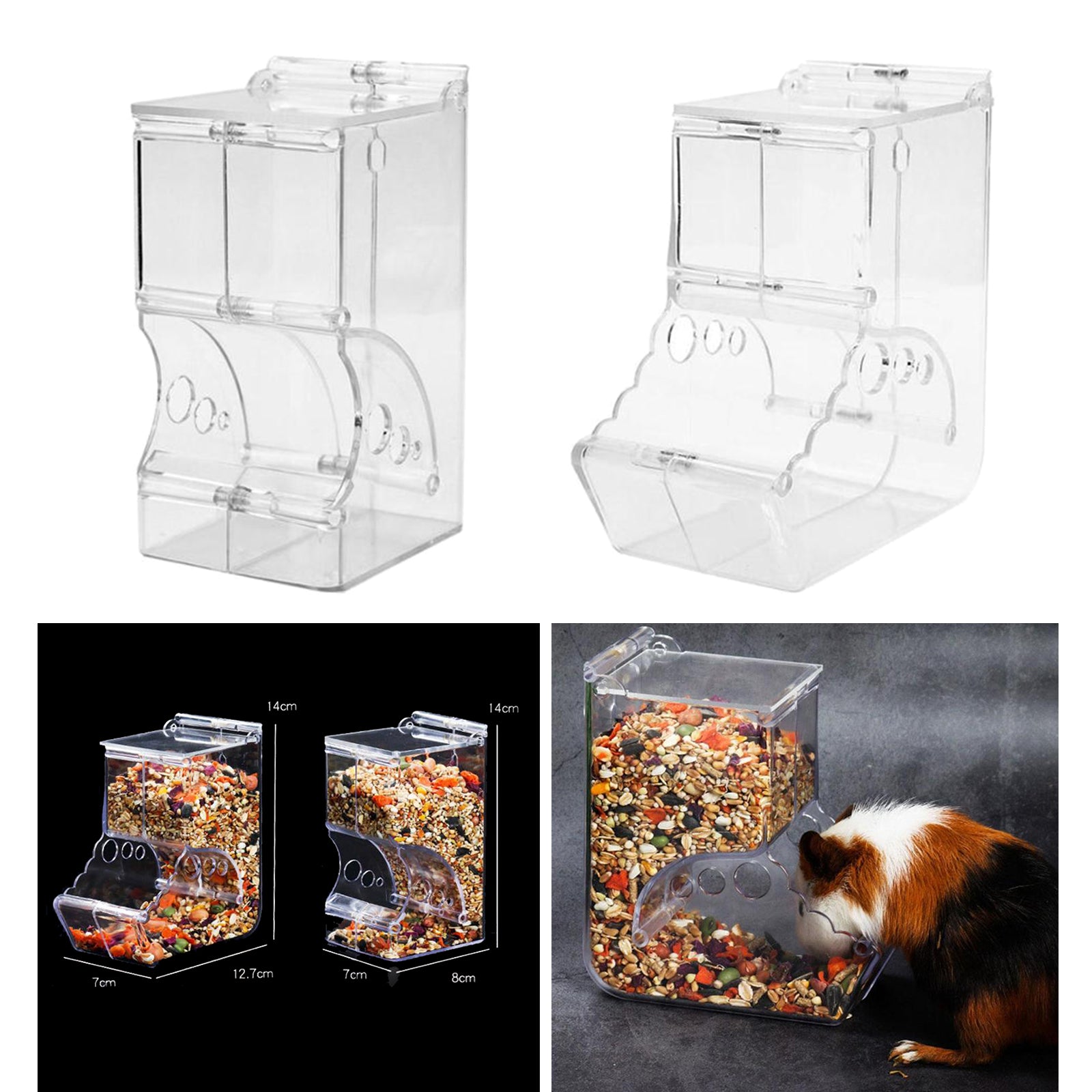 Automatic Hamster Feeder Food Dispenser Dish Bowl Guinea Pig Rabbit B