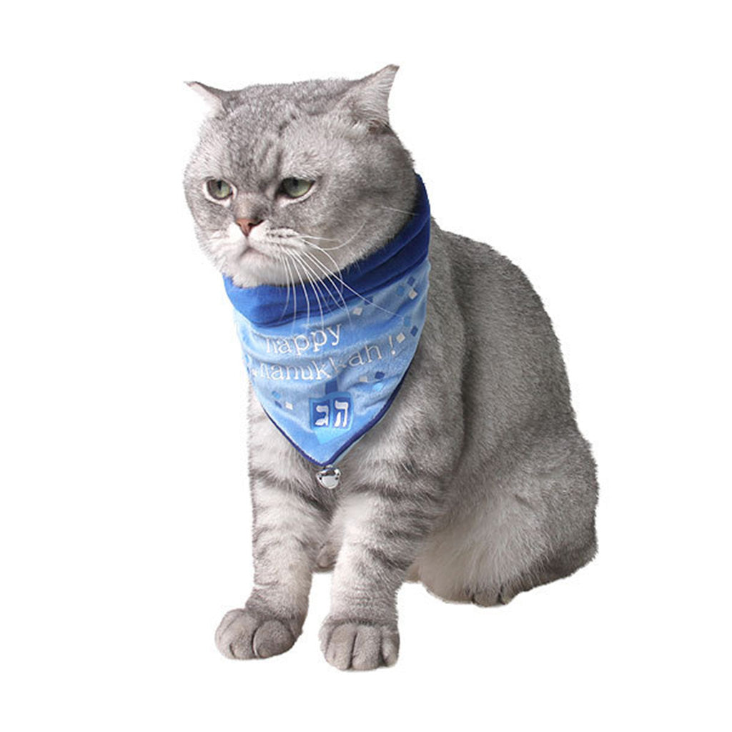 Dog Cat Saliva Towel Triangle Bibs Adjustable Collar Holiday Decor Blue