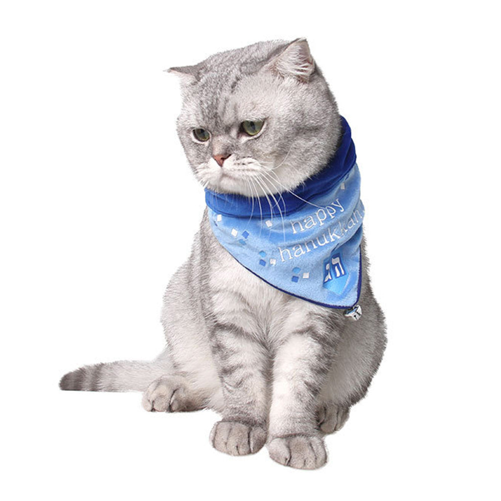 Dog Cat Saliva Towel Triangle Bibs Adjustable Collar Holiday Decor Blue