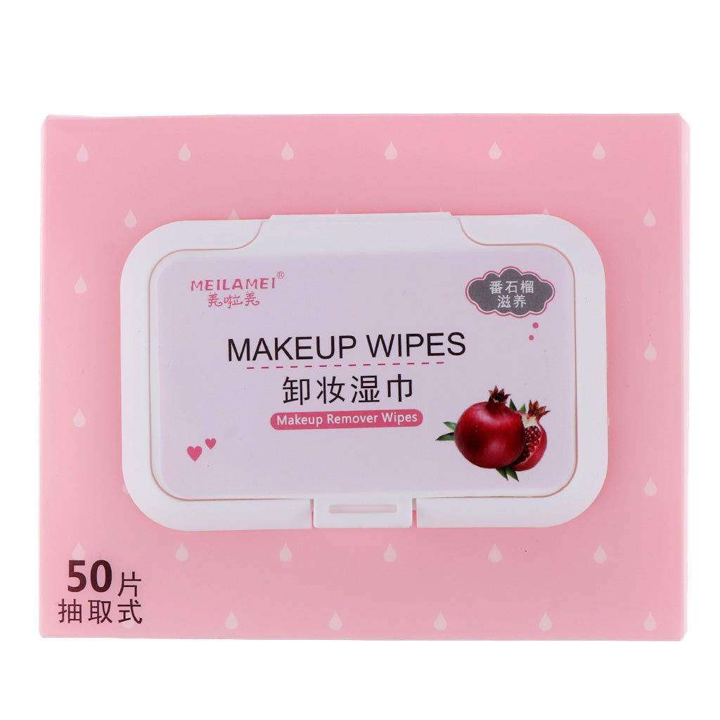 50pcs/Pack Mild Facial Cleansing Towelettes Makeup Remover Wipes Guava Flavor