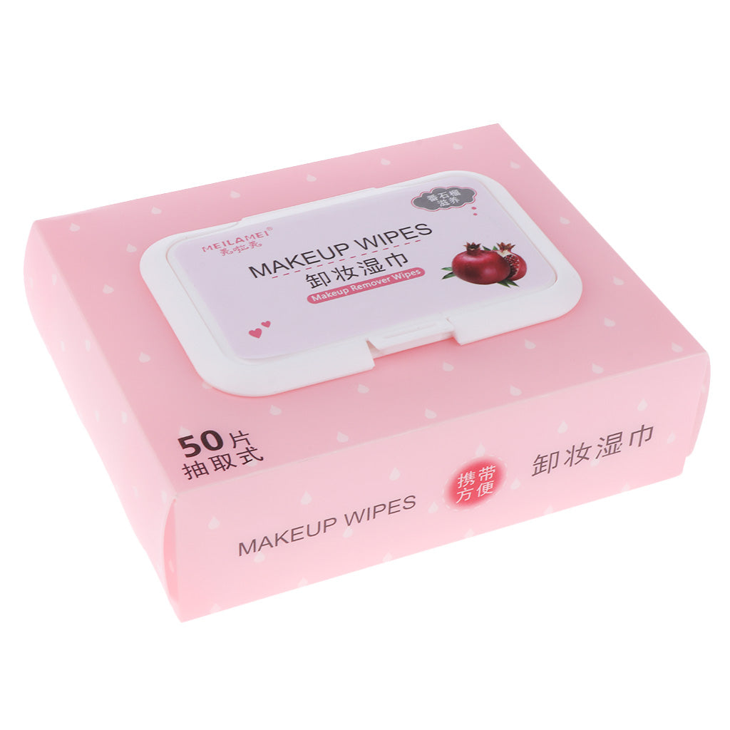 50pcs/Pack Mild Facial Cleansing Towelettes Makeup Remover Wipes Guava Flavor