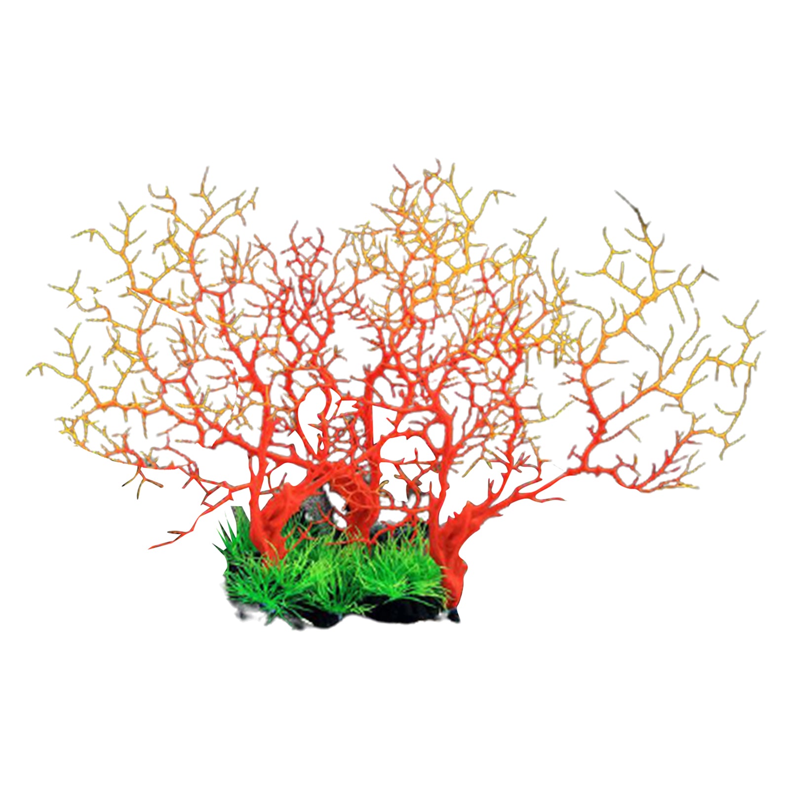 Aquarium Plants Coral Tree Ornament Underwater Decor Ornament 15x11 Inch yellow red