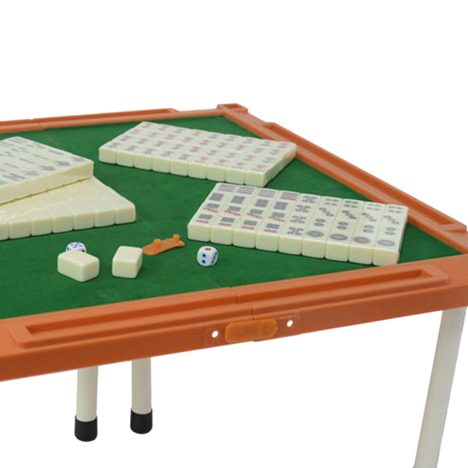Mini Mahjong Portable Travel Board Game with Foldable Table Light Yellow