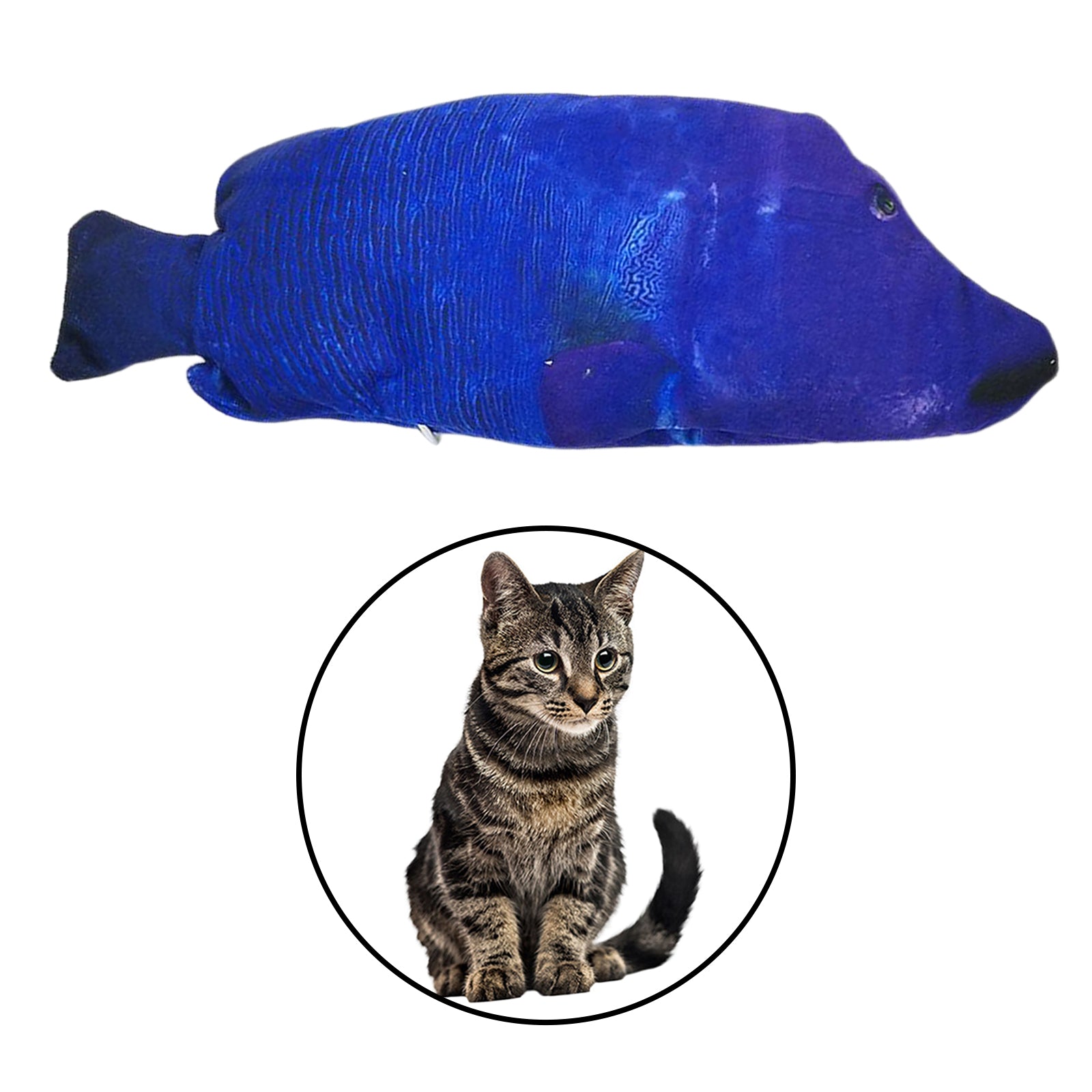 Fish Toy Electric Floppy Fish Cat Dog Toy Moving Wagging Toy Blue Parrotfish