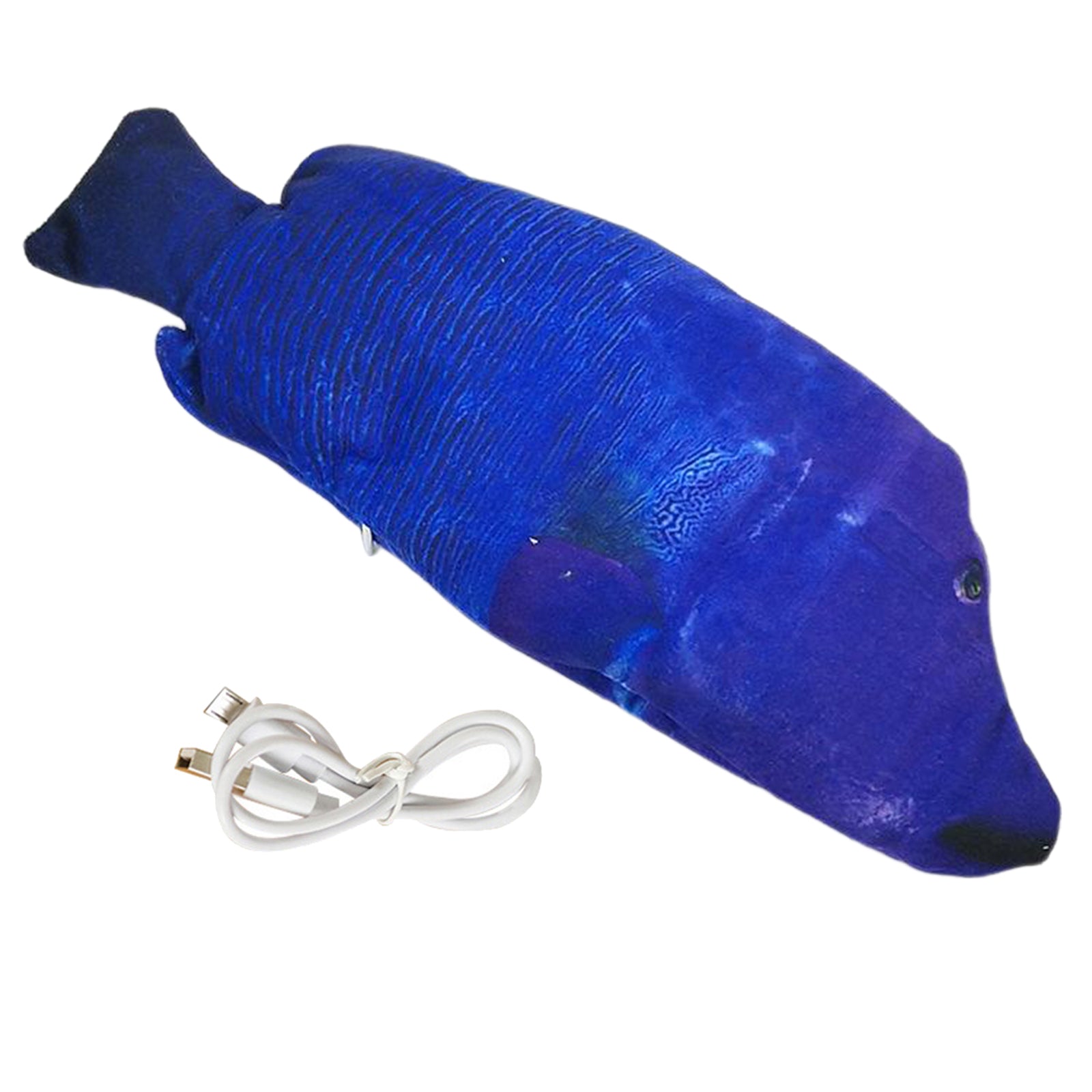 Fish Toy Electric Floppy Fish Cat Dog Toy Moving Wagging Toy Blue Parrotfish