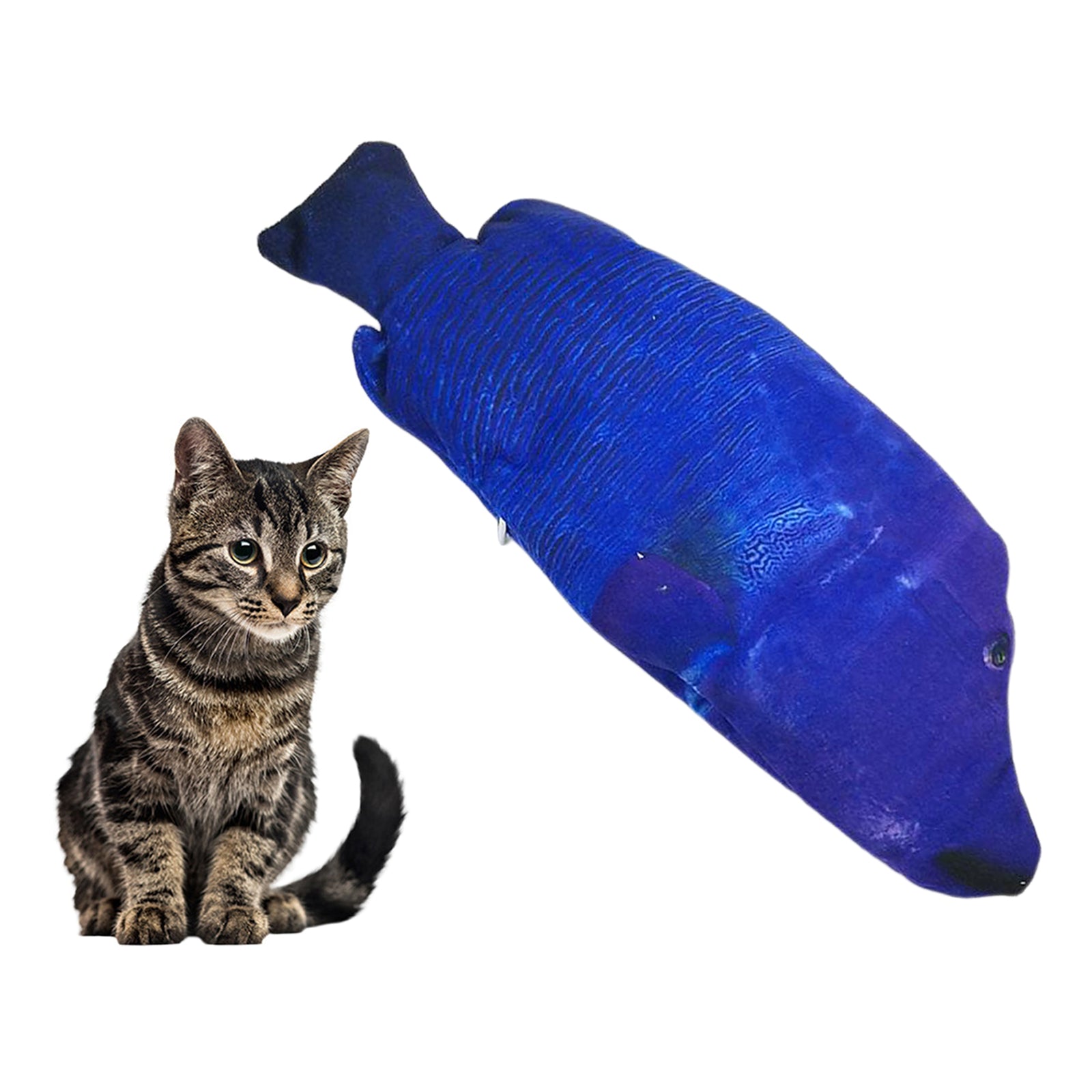 Fish Toy Electric Floppy Fish Cat Dog Toy Moving Wagging Toy Blue Parrotfish