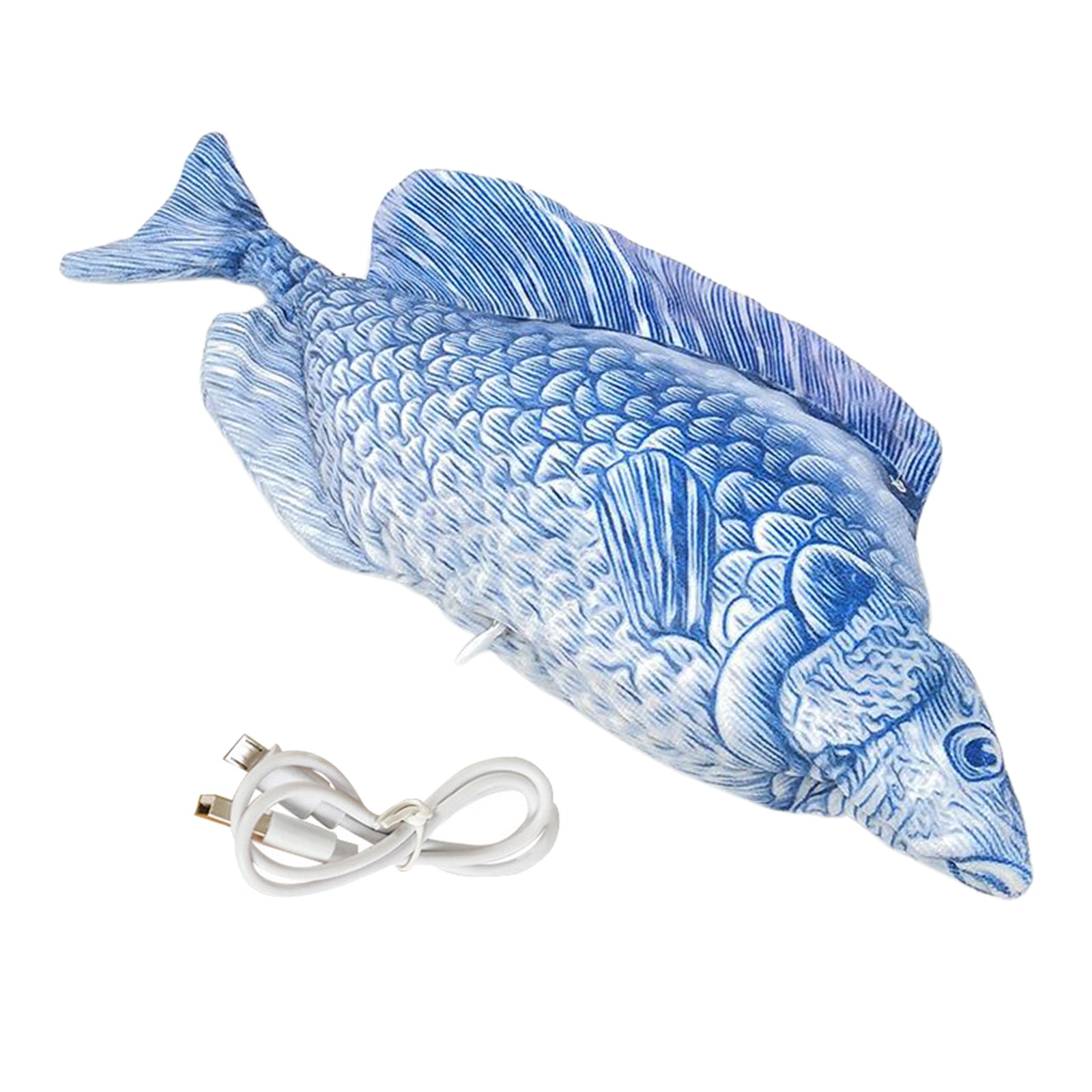 Fish Toy Electric Floppy Fish Cat Dog Toy Moving Wagging Toy Silver Carp