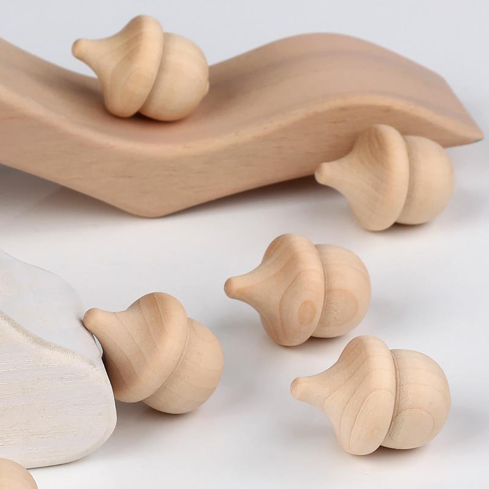 15x Wooden Spinning Top Montessori Intelligence Development Toys Wood