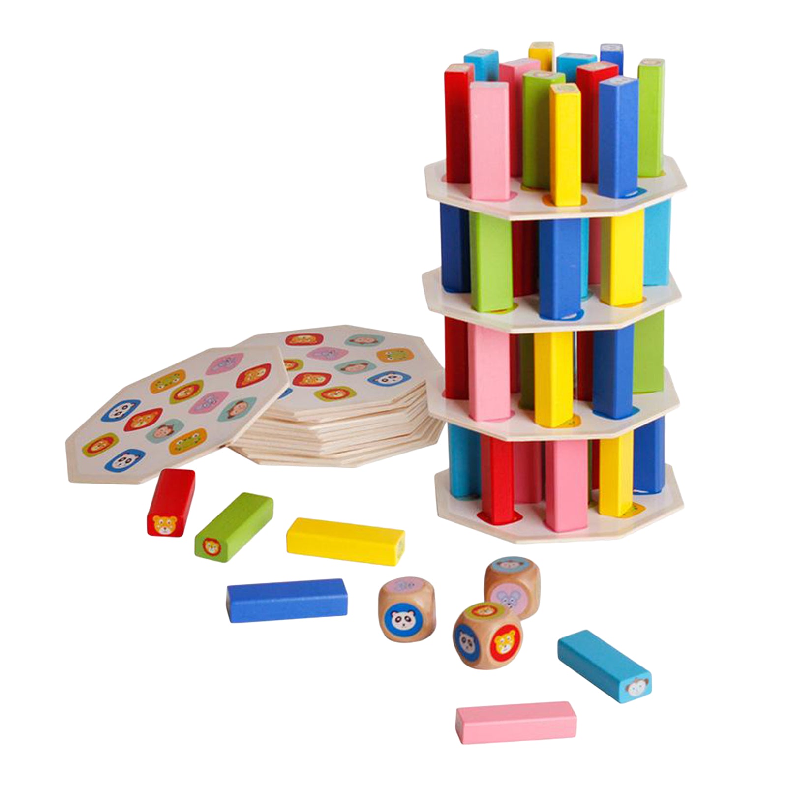 Wooden Tumbling Blocks Stacking Tower Game Toys For Kids Adults Family