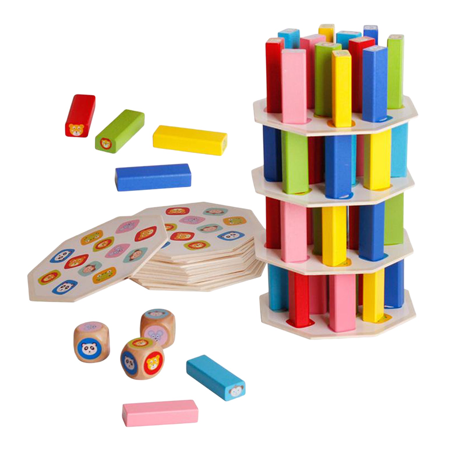 Wooden Tumbling Blocks Stacking Tower Game Toys For Kids Adults Family