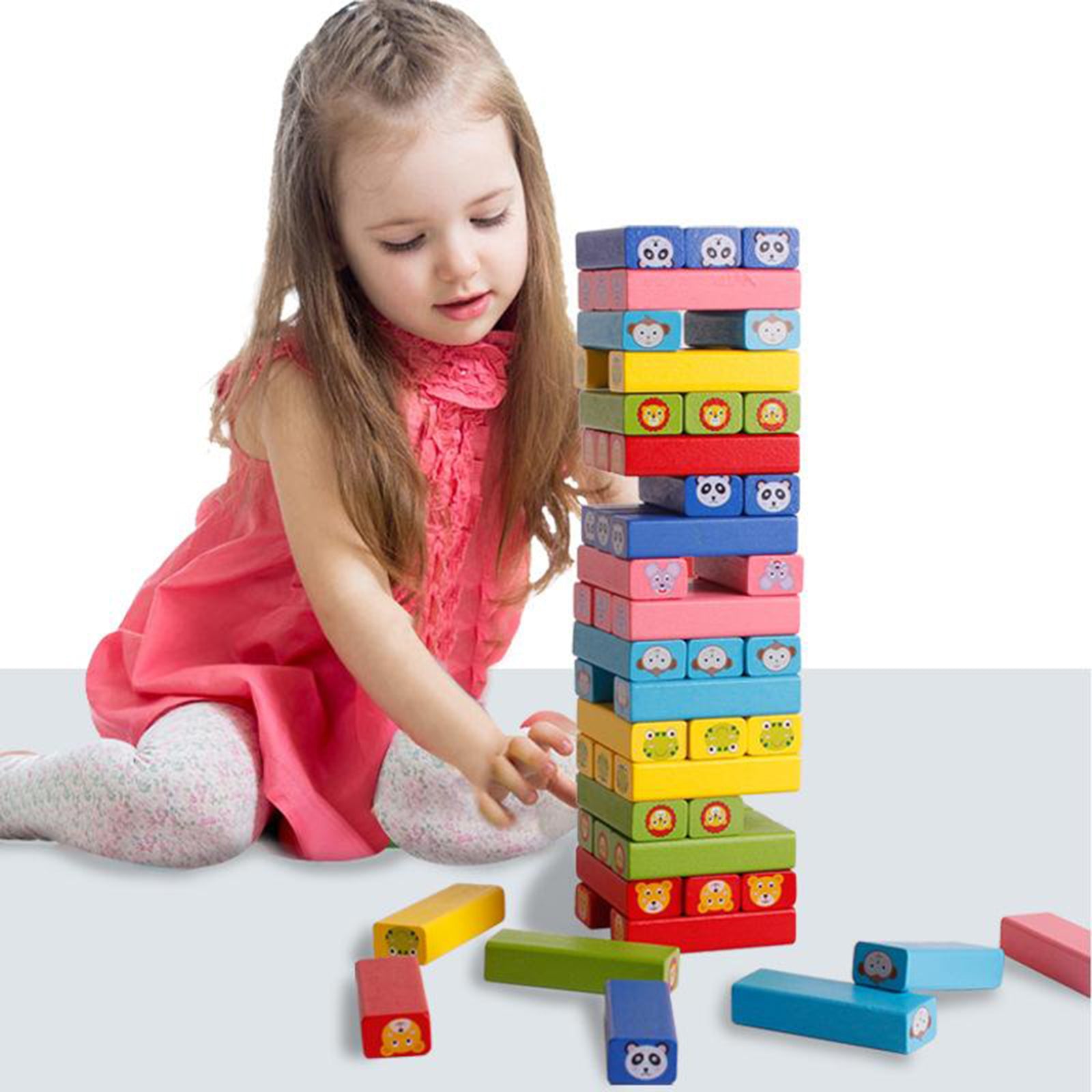 Wooden Tumbling Blocks Stacking Tower Game Toys For Kids Adults Family