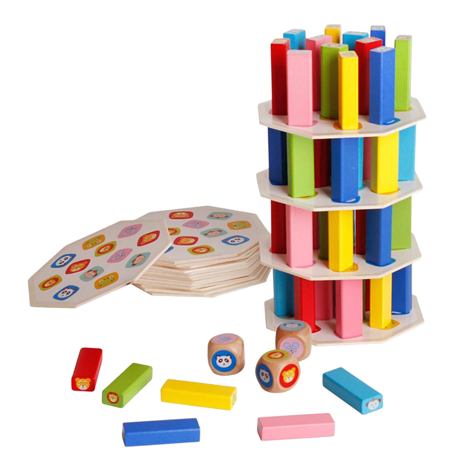 Wooden Tumbling Blocks Stacking Tower Game Toys For Kids Adults Family