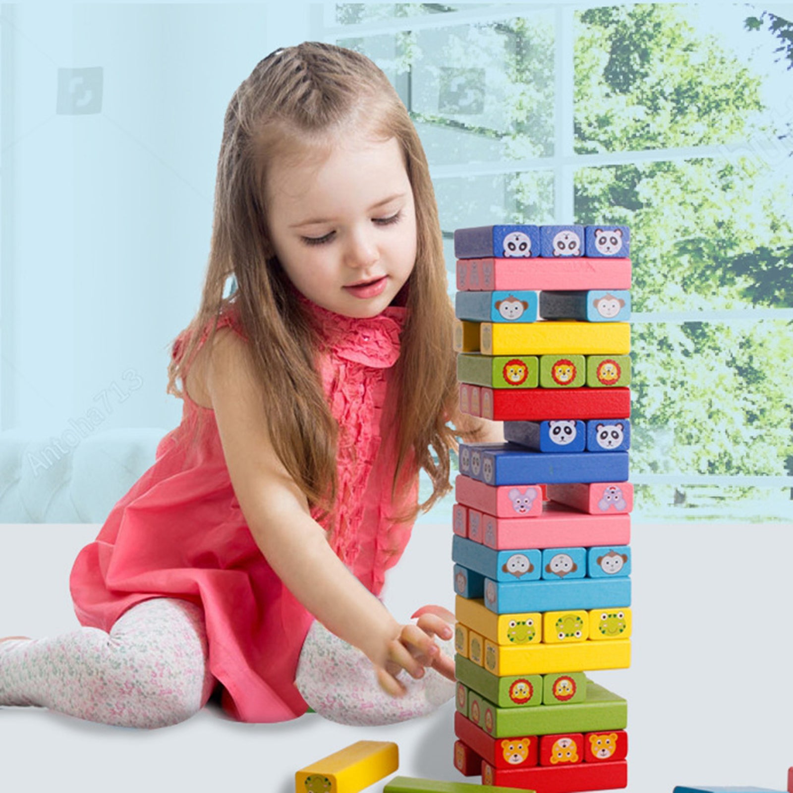 Wooden Tumbling Blocks Stacking Tower Game Toys For Kids Adults Family