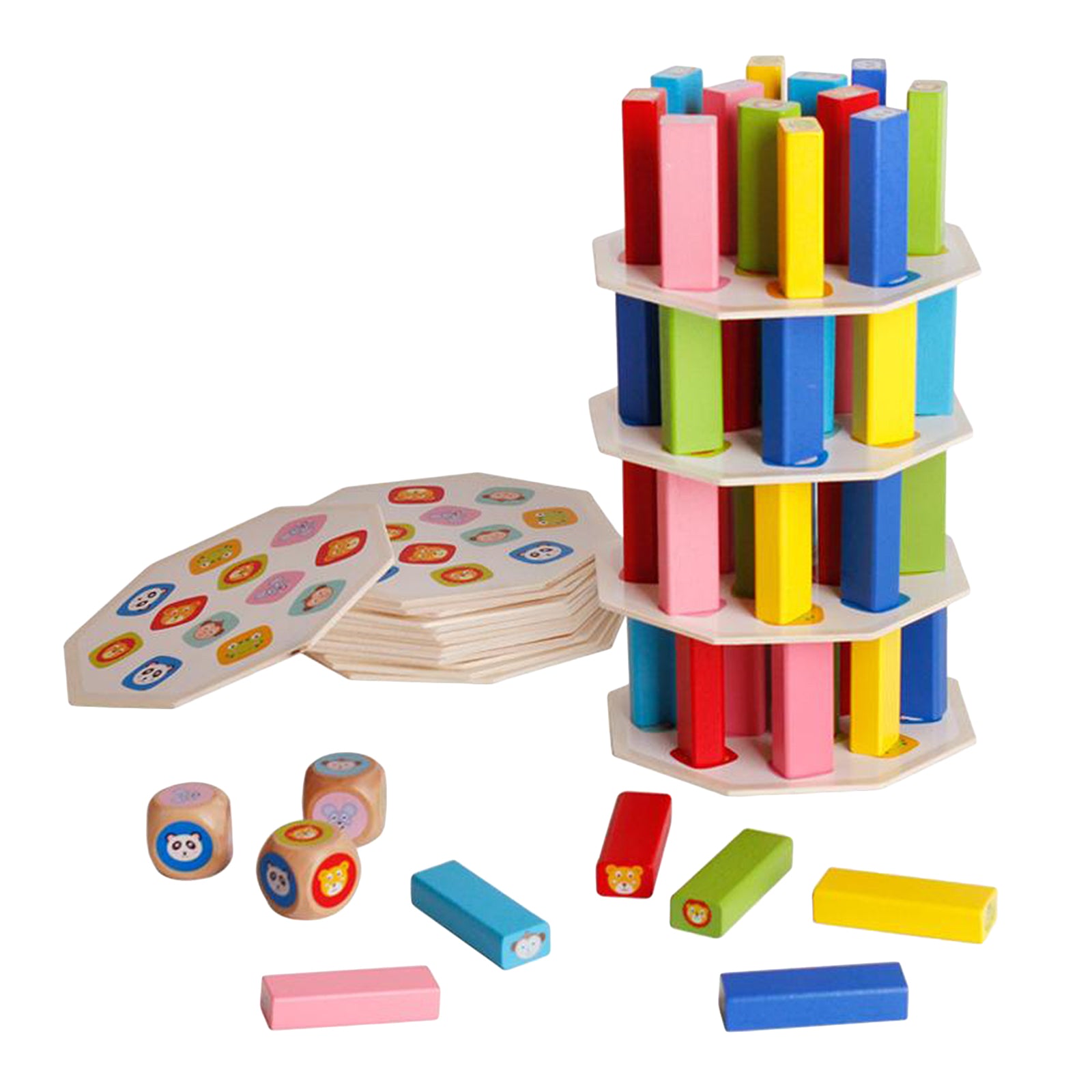 Wooden Tumbling Blocks Stacking Tower Game Toys For Kids Adults Family