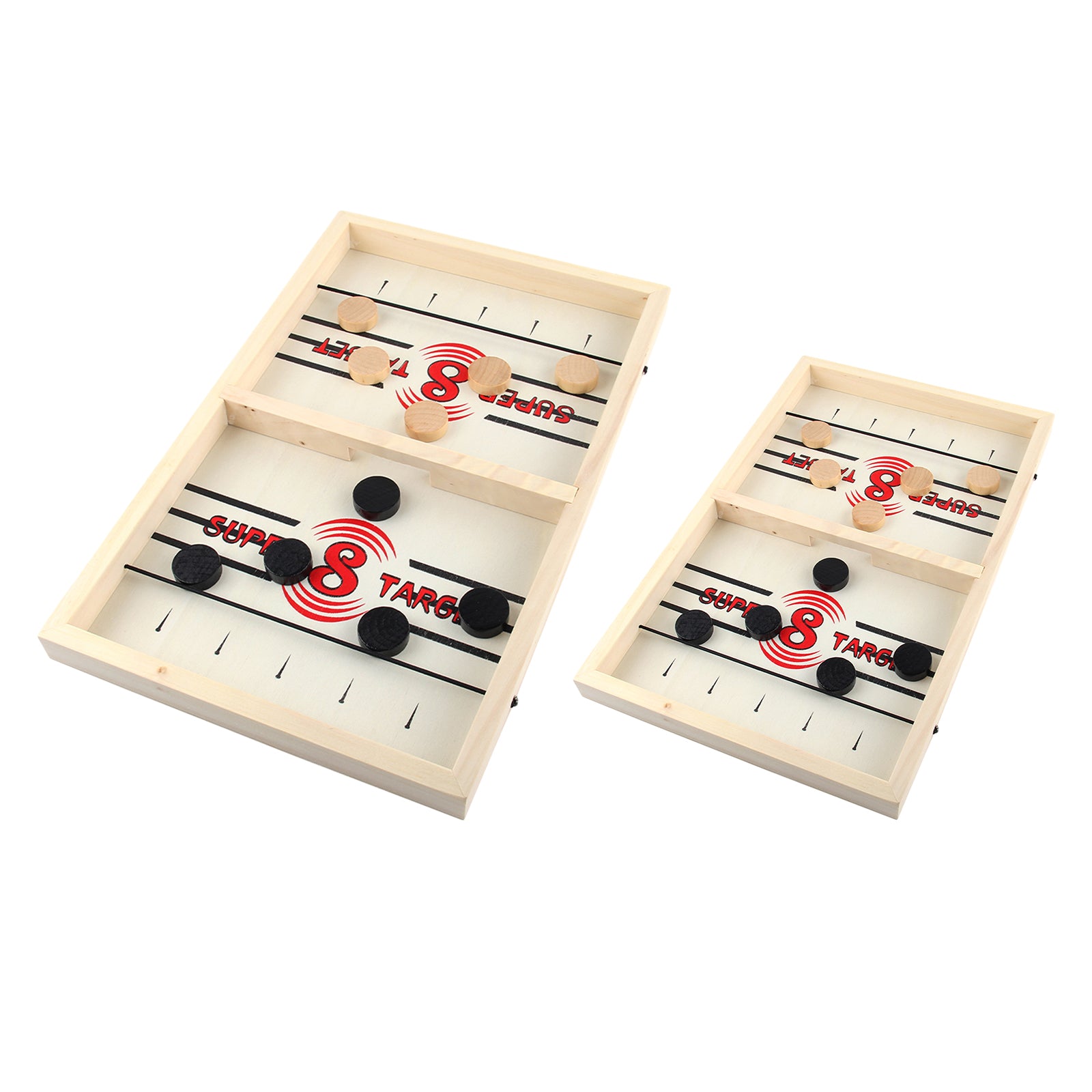 Wooden Desktop 2 in 1 Hockey Game Sling Puck Game Board Game Home Sports Toy S