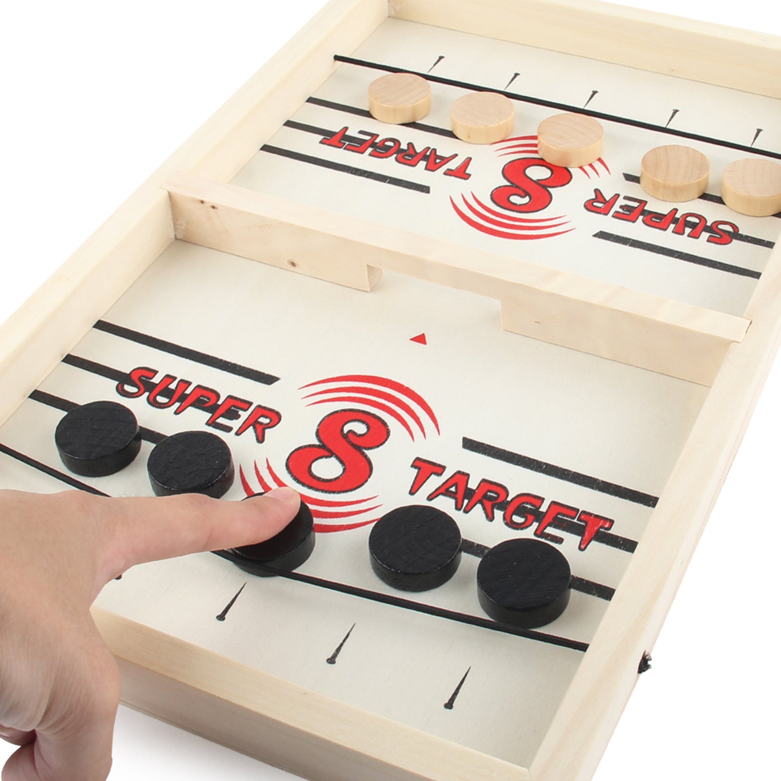 Wooden Desktop 2 in 1 Hockey Game Sling Puck Game Board Game Home Sports Toy S