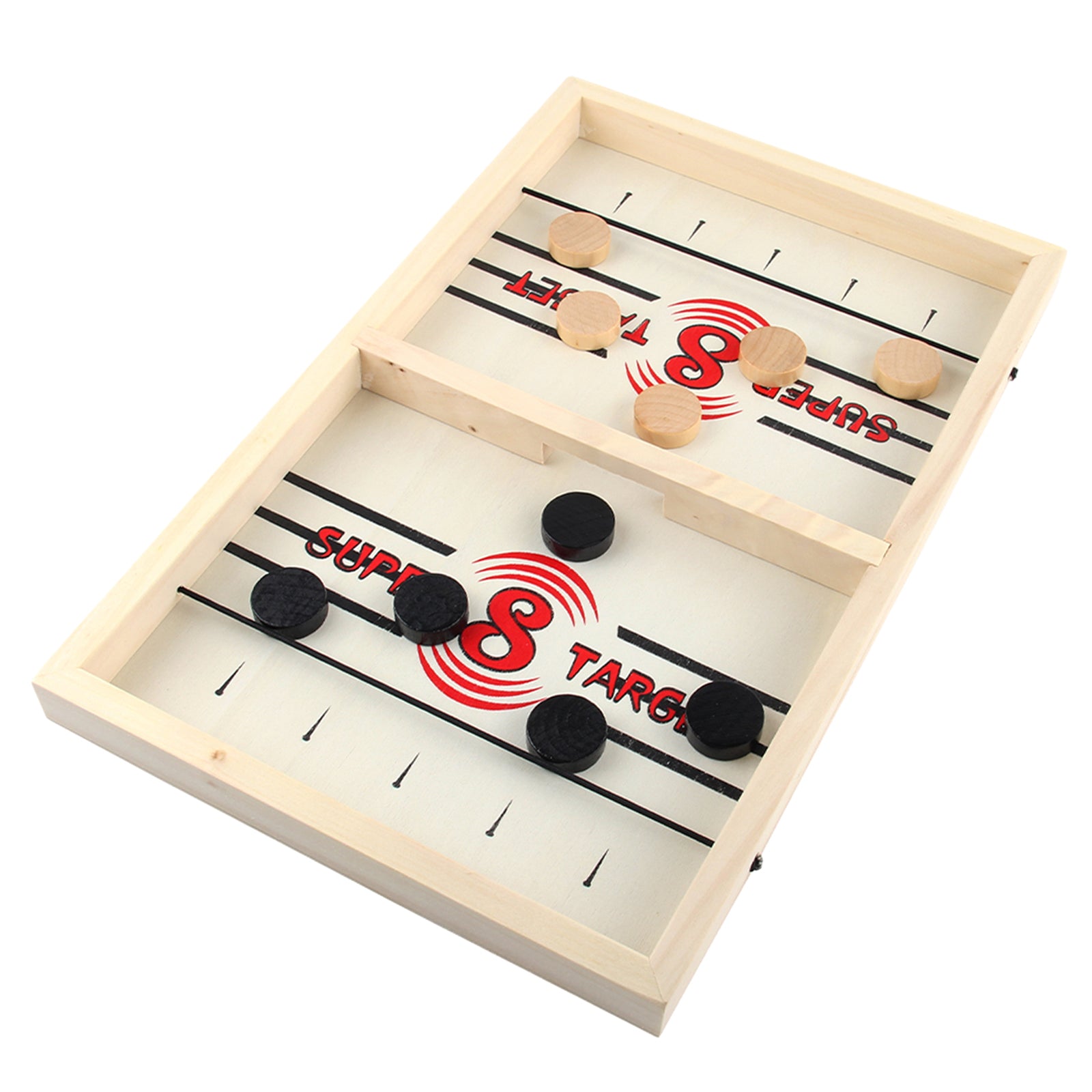 Wooden Desktop 2 in 1 Hockey Game Sling Puck Game Board Game Home Sports Toy S