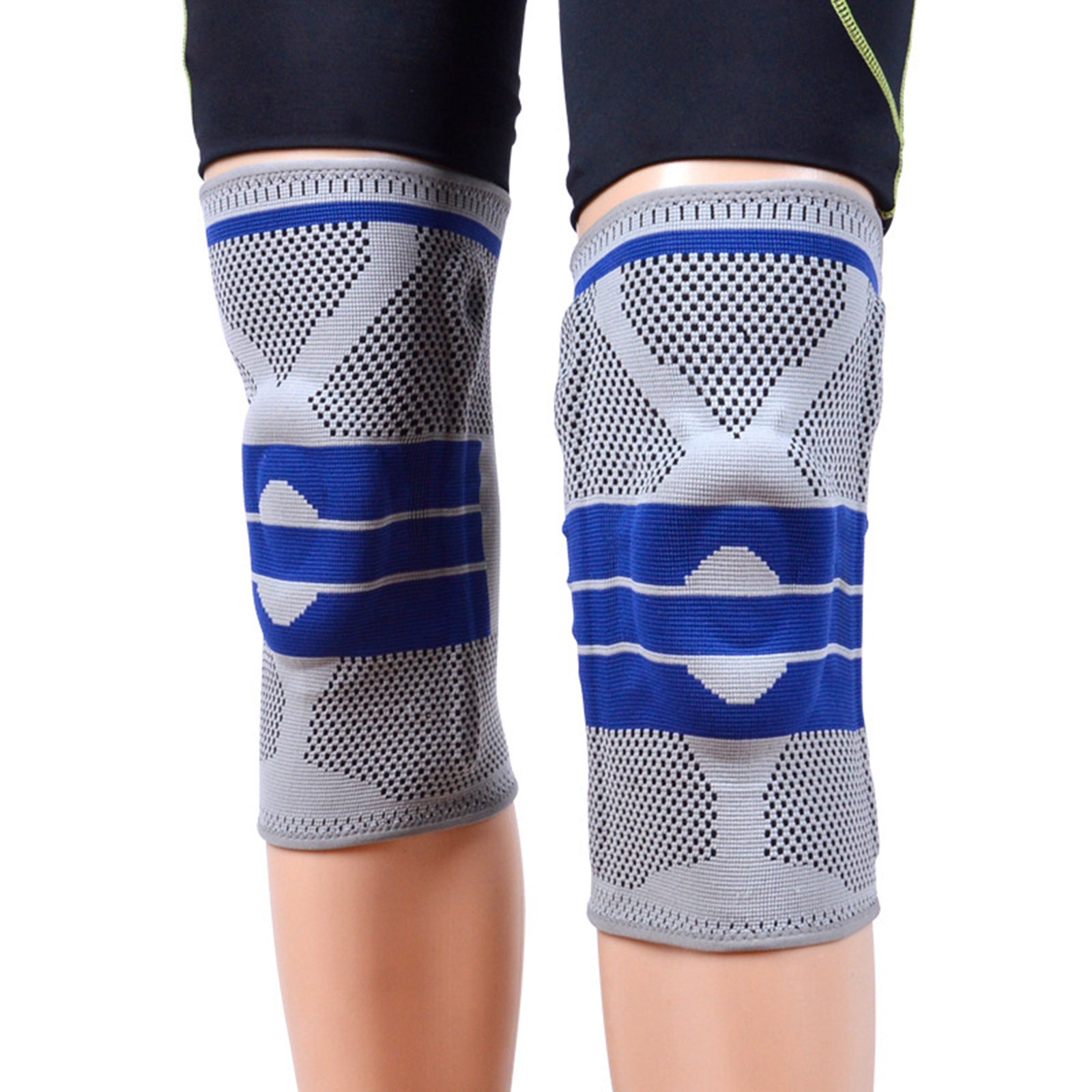 Knee Brace Kneepad Sports Stabilizer Silicone Gel Knees Support Pad Gray XXL