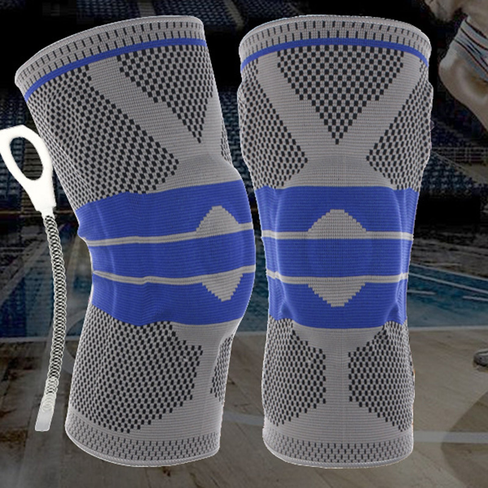 Knee Brace Kneepad Sports Stabilizer Silicone Gel Knees Support Pad Gray XXL