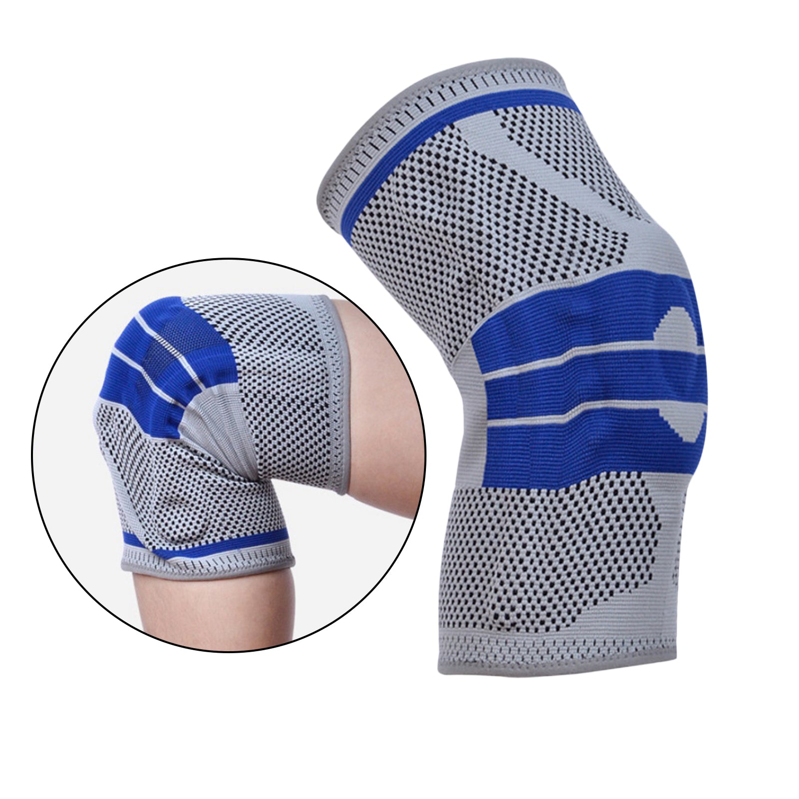 Knee Brace Kneepad Sports Stabilizer Silicone Gel Knees Support Pad Gray L