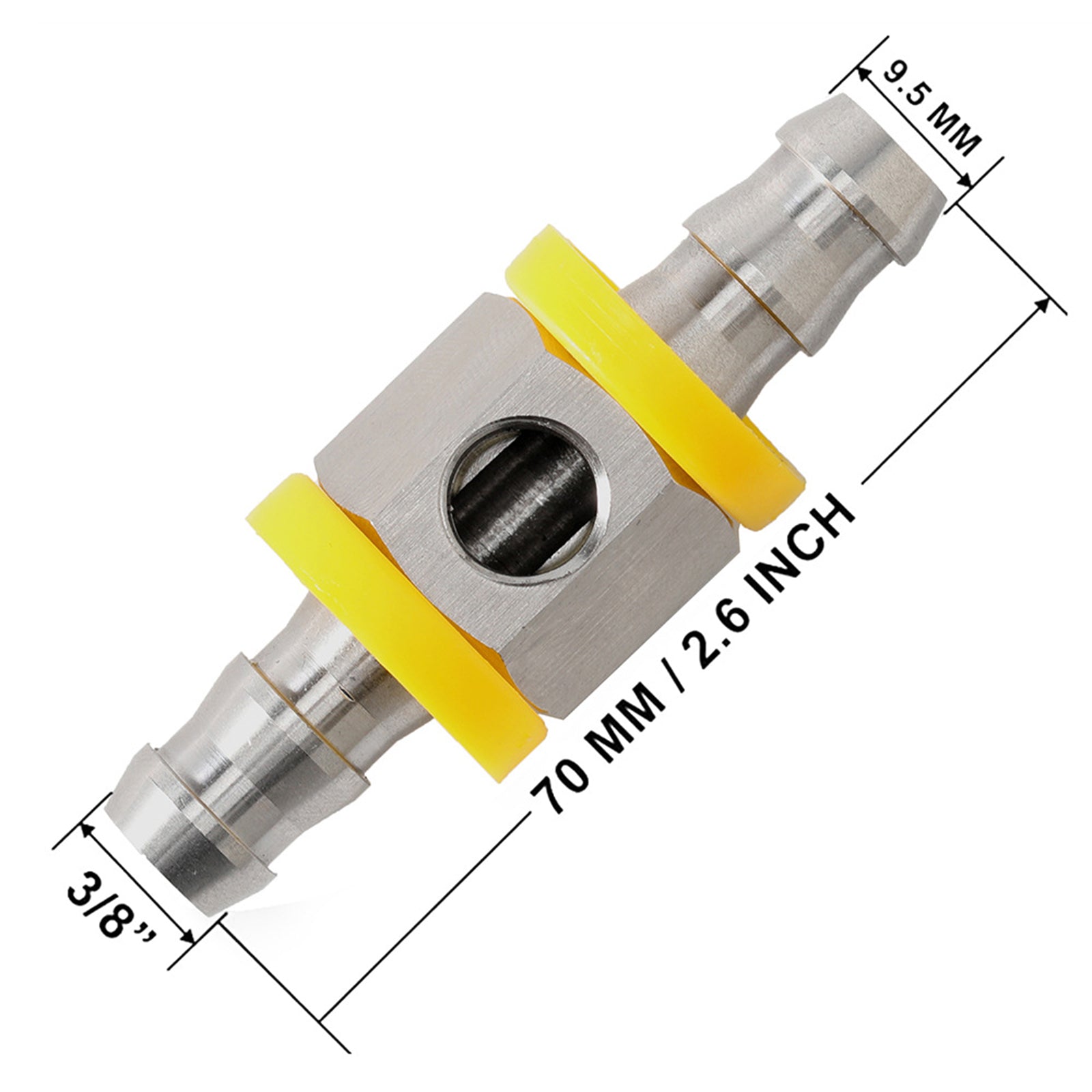 3/8" Car Fuel Line Fuel Pressure Sensor T-Fitting Adapter Includes Clamps