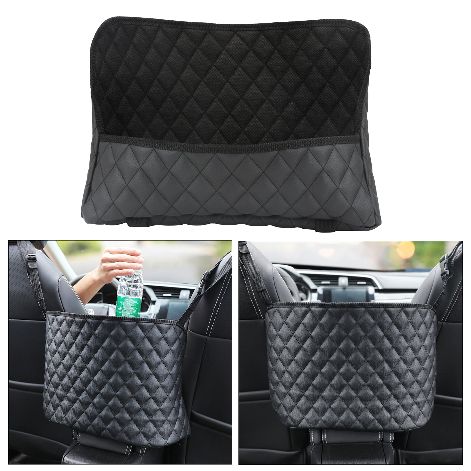 Car Net Pocket Handbag Holder Nylon Between Car Seat Storage Black