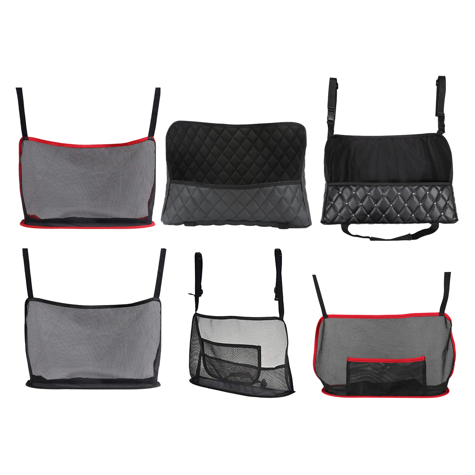 Car Net Pocket Handbag Holder Nylon Between Car Seat Storage Black