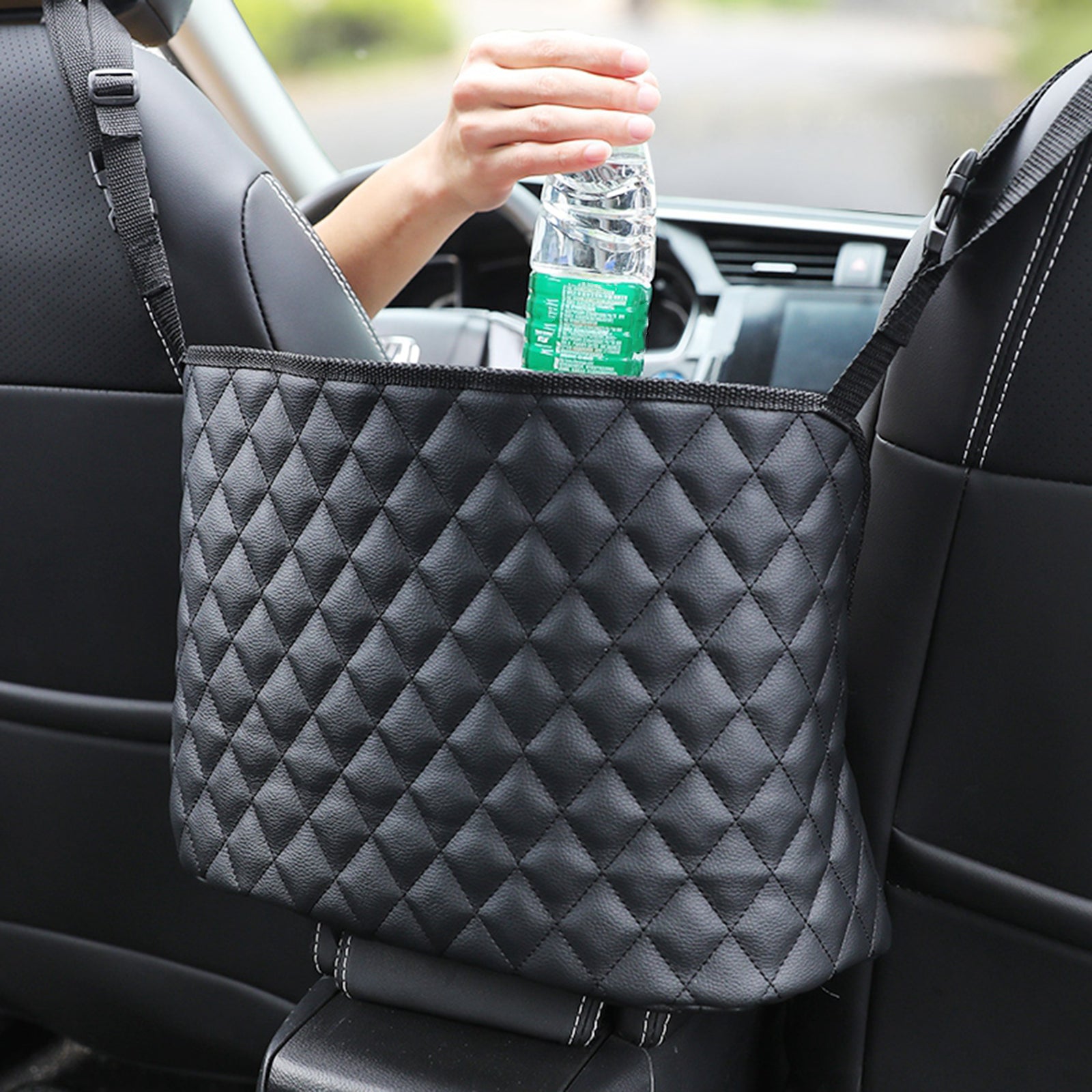 Car Net Pocket Handbag Holder Nylon Between Car Seat Storage Black