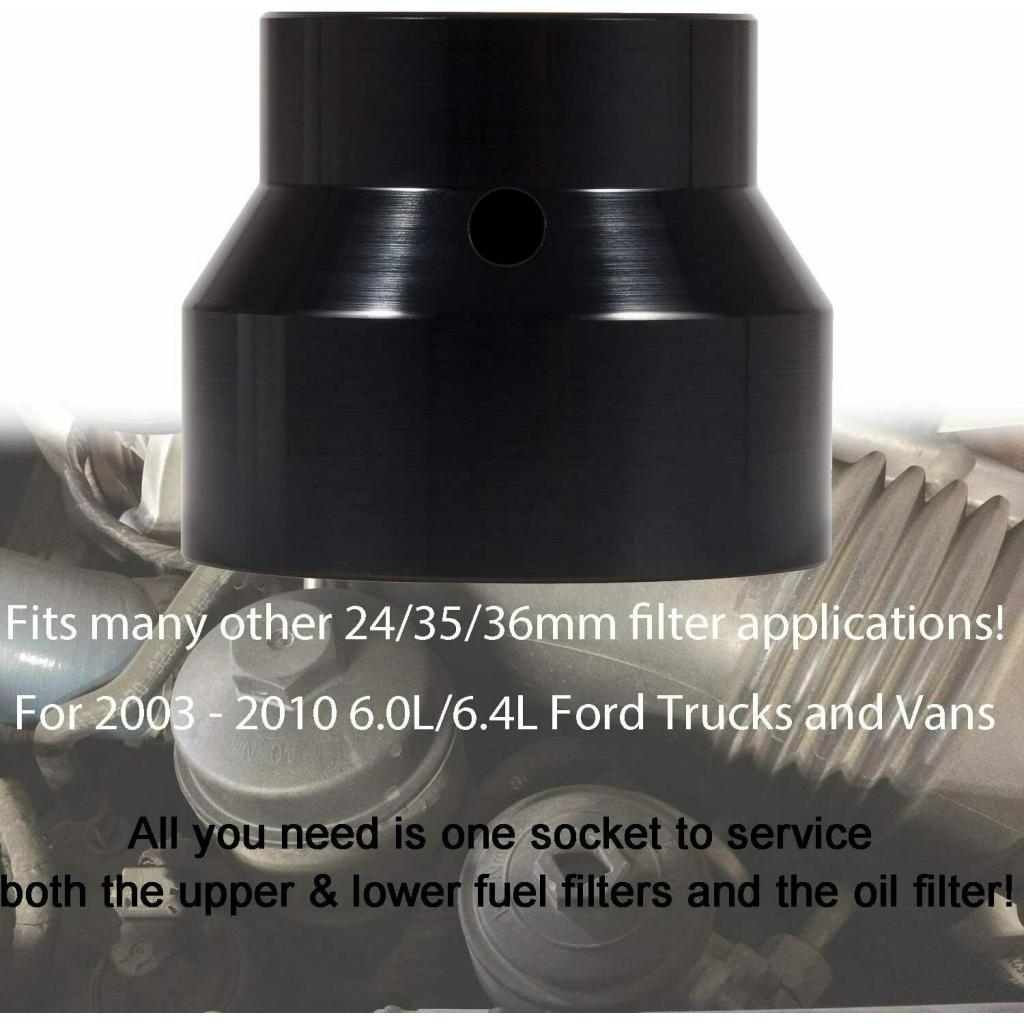 Oil Filter Socket for 2003-2010 6.0L 6.4L Ford Diesel 24mm 36mm