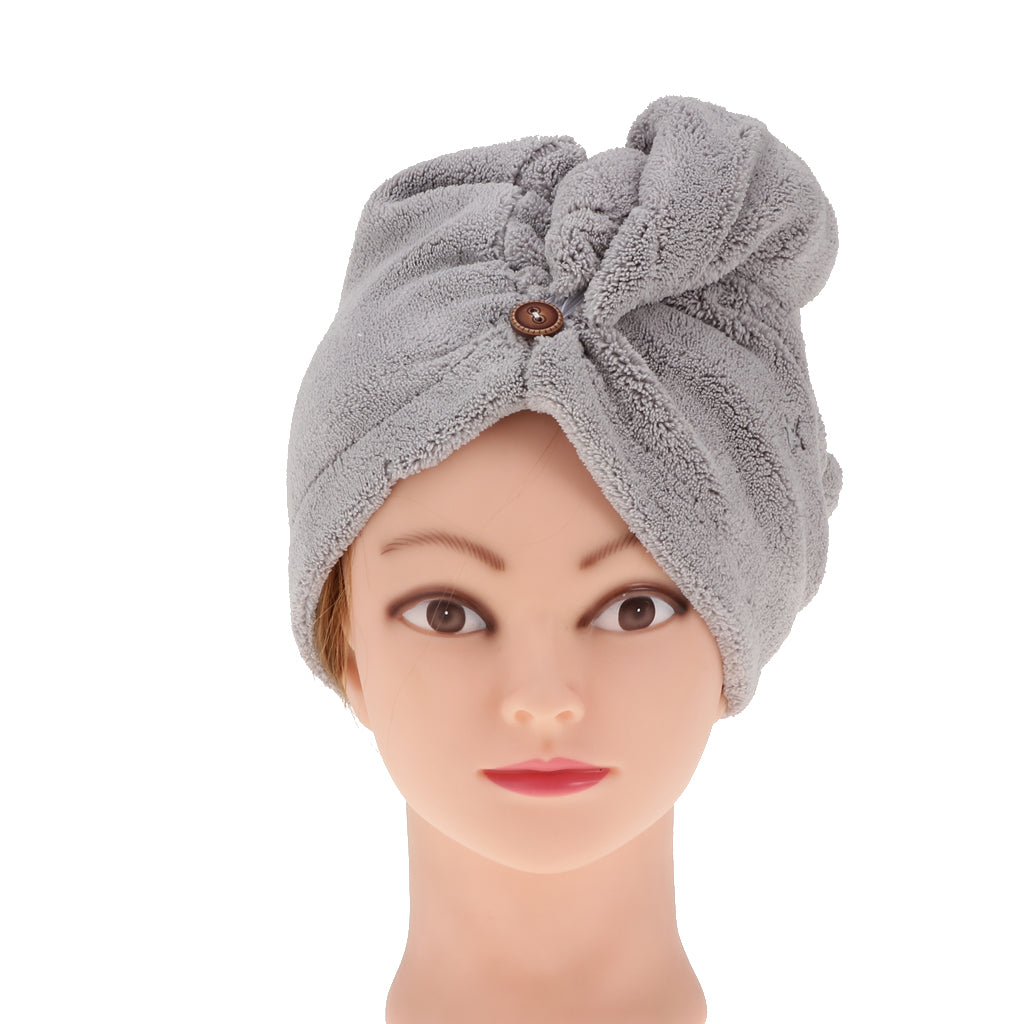 Microfiber Fast Drying Towel Turban Towel Wrap Bath Spa Head Cap Hat Gray