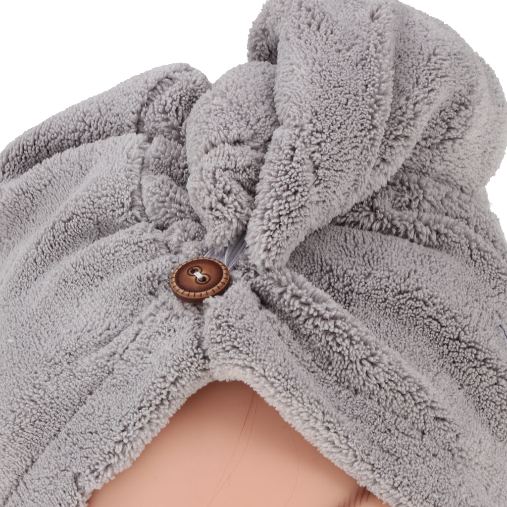 Microfiber Fast Drying Towel Turban Towel Wrap Bath Spa Head Cap Hat Gray