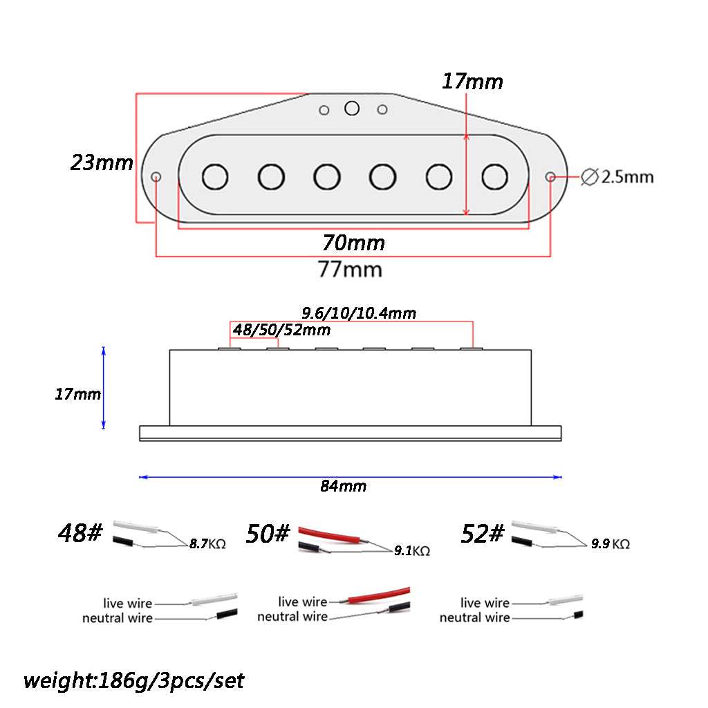 3pcs Alnico5 Magnets Hand Wound Guitar Pickups for Fender