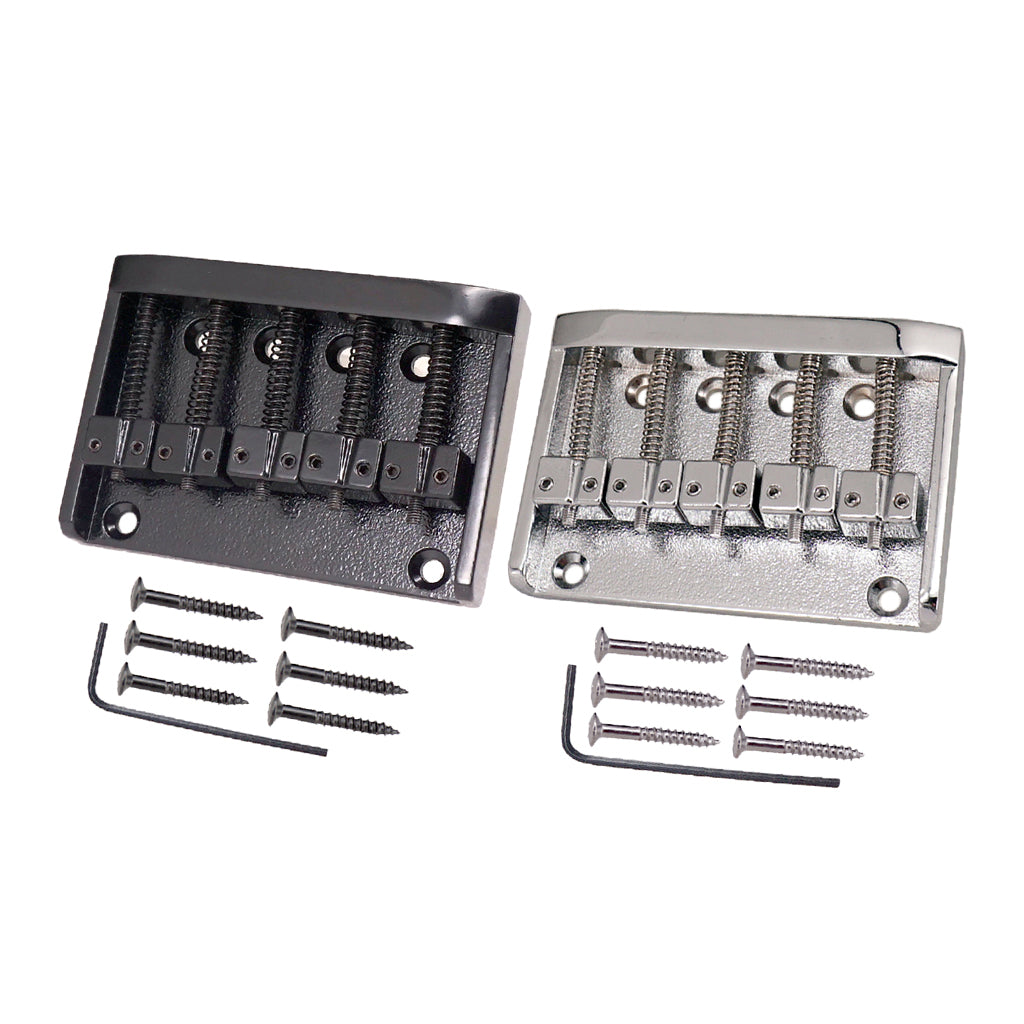 83mm 5 String Electric Bass Bridge with 6 Screws & 1 Wrench Black