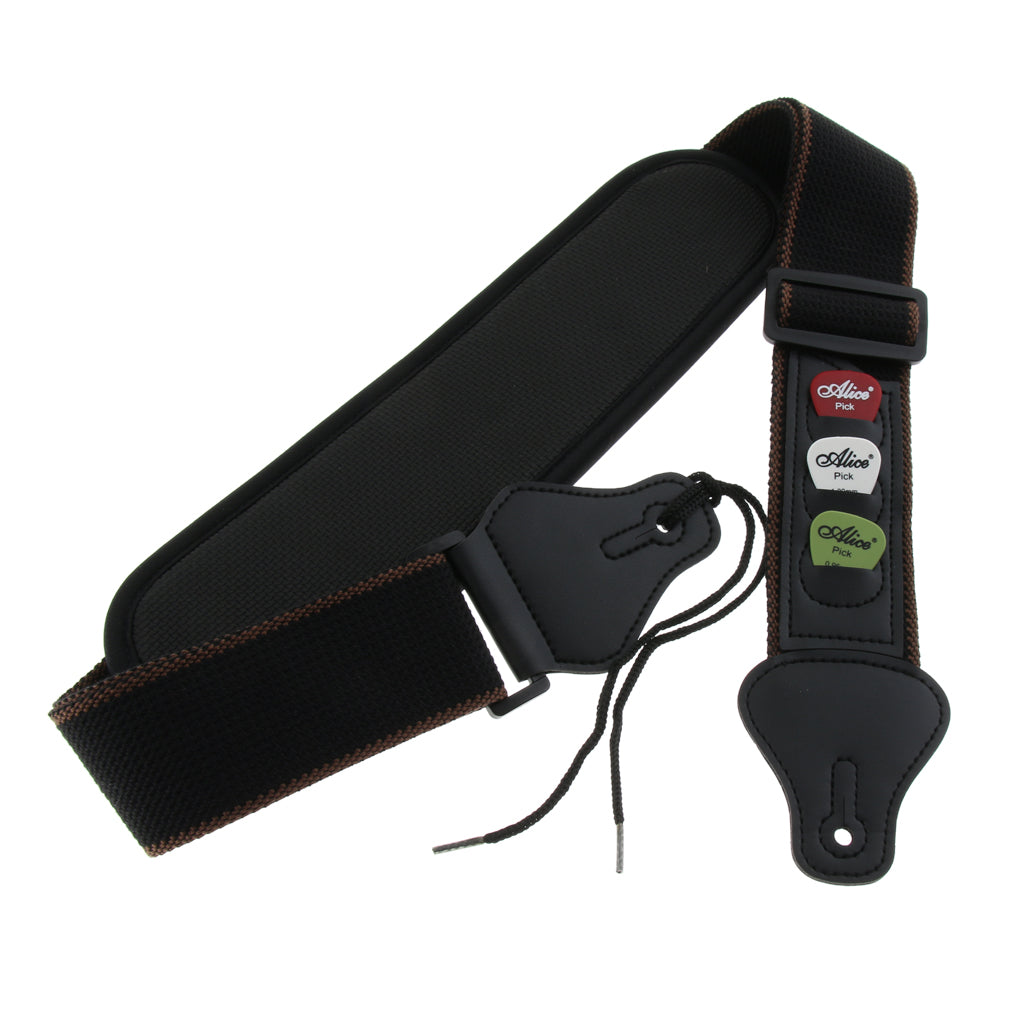 Guitar Strap with 3 Pick Holder for Acoustic Electric Guitar Parts