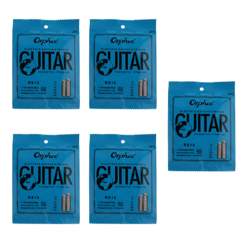 5 Packs Electric Guitar String Set Guitar Replacement Accessory RX15