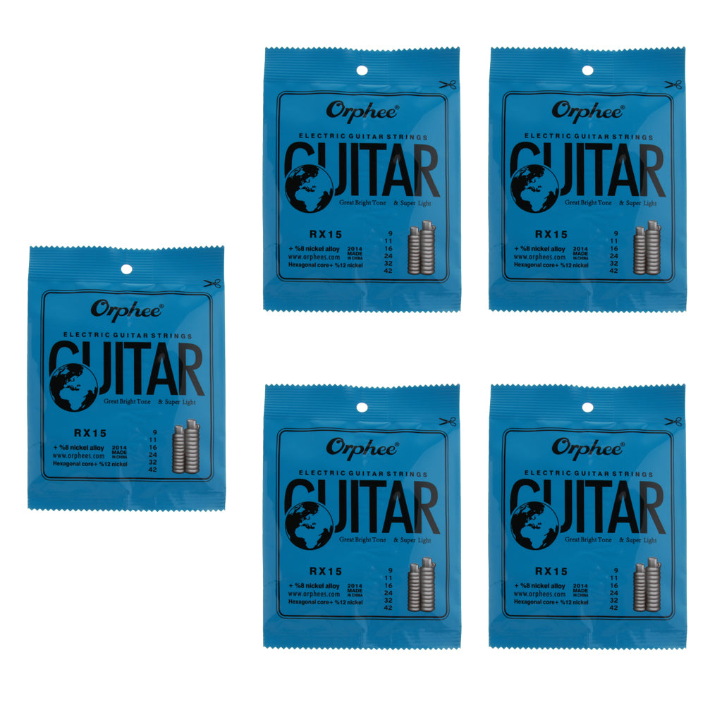 5 Packs Electric Guitar String Set Guitar Replacement Accessory RX15