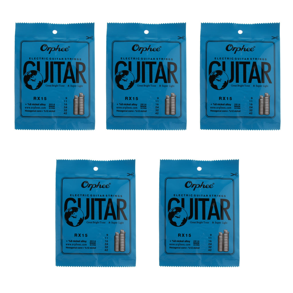 5 Packs Electric Guitar String Set Guitar Replacement Accessory RX15